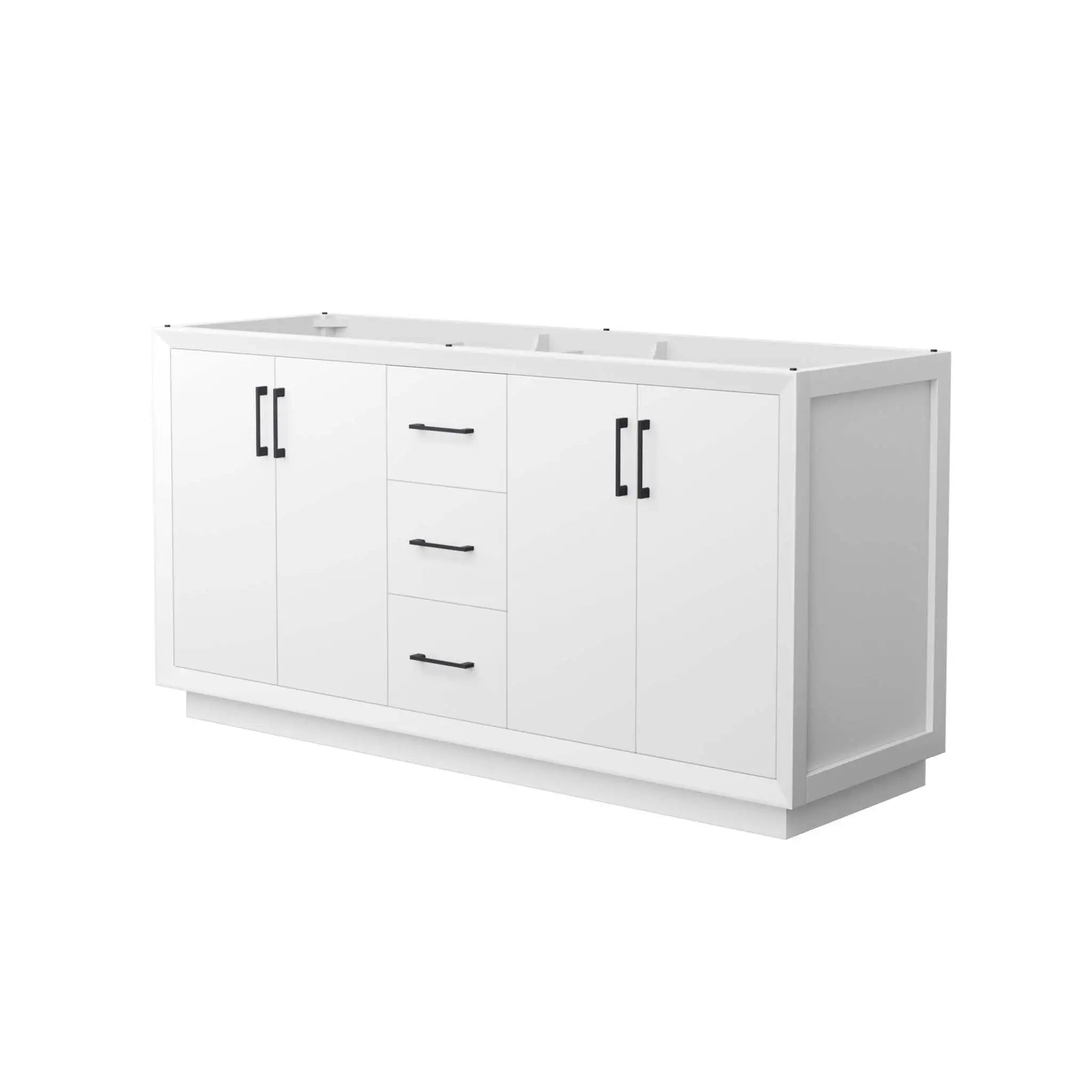 66" Strada Double Bathroom Vanity in White with Matte Black Trim by Wyndham