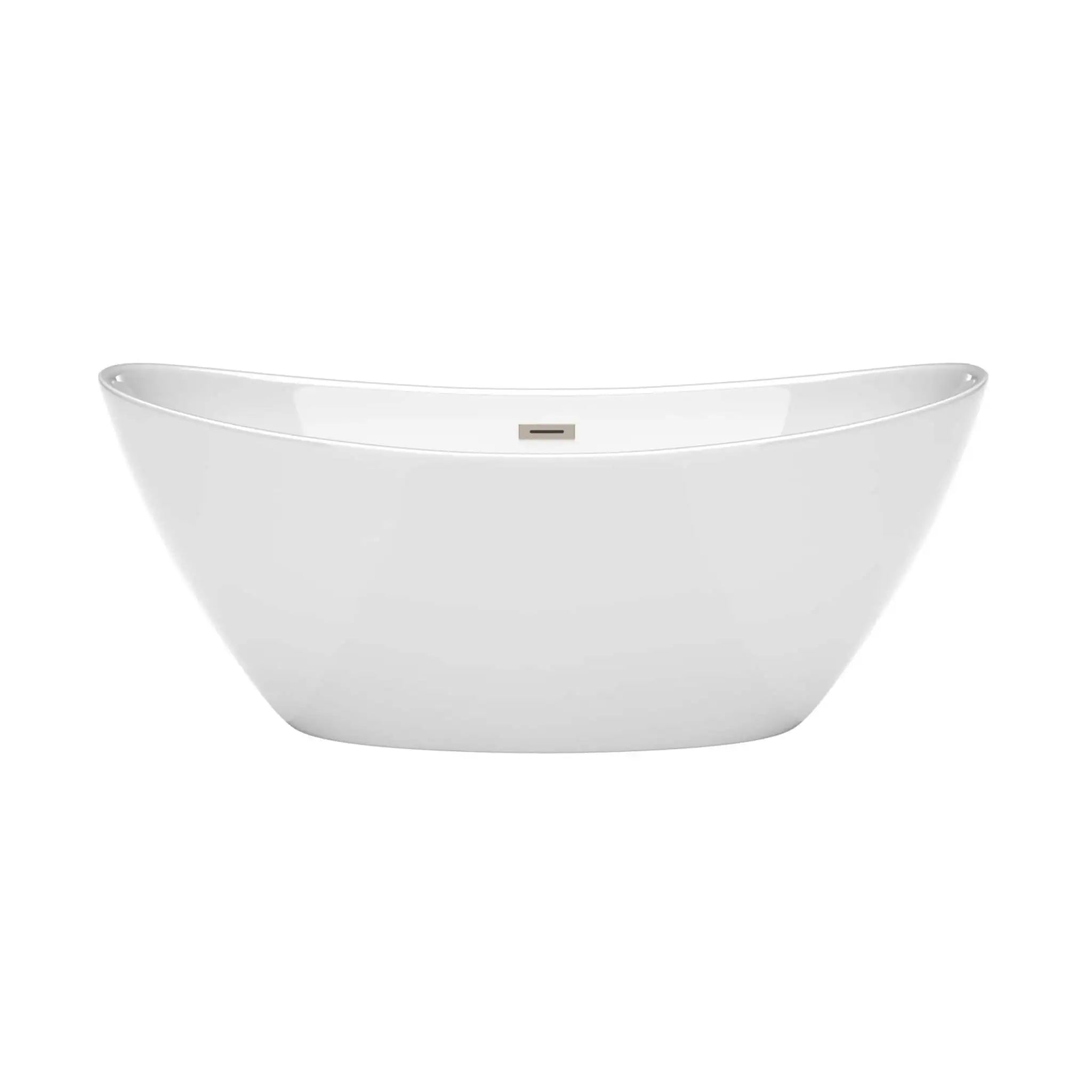 66" White Freestanding Bathtub, Brushed Nickel Trim - Dorrit by Wyndham (WCBTE652066BNTRIM) image 3