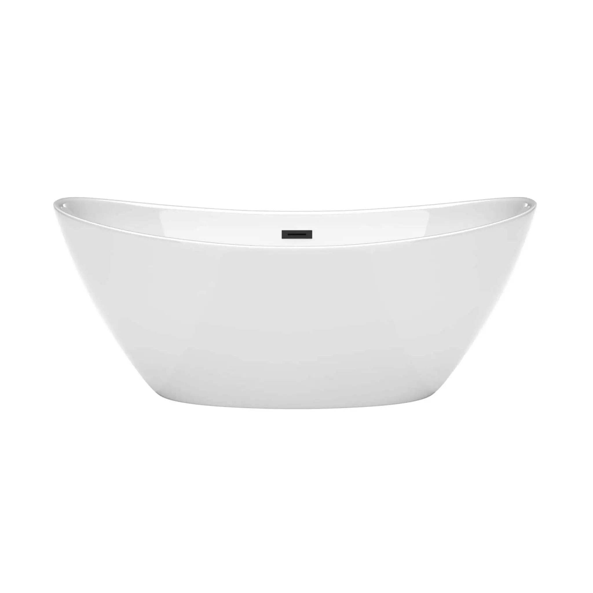 66" White Freestanding Bathtub, Matte Black Trim - Dorrit by Wyndham (WCBTE652066MBTRIM) image 3