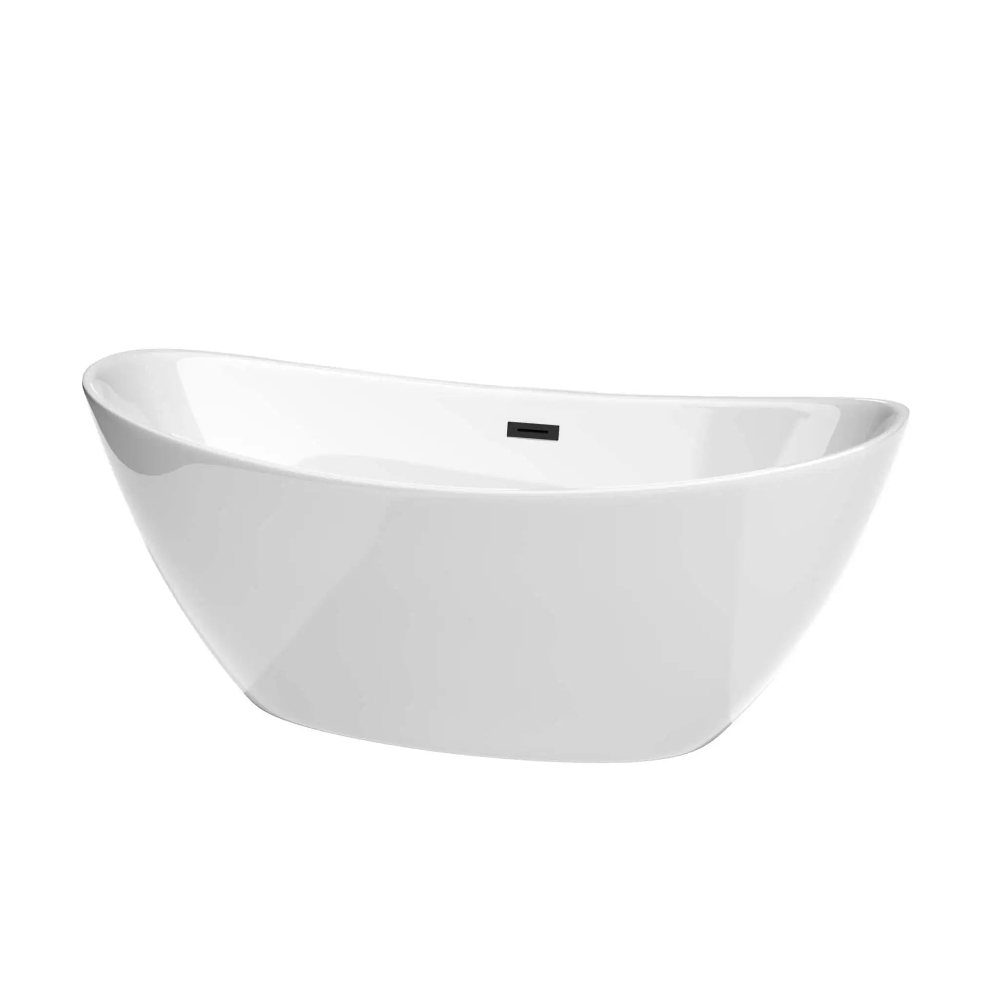 66" White Freestanding Bathtub, Matte Black Trim - Dorrit by Wyndham (WCBTE652066MBTRIM) image