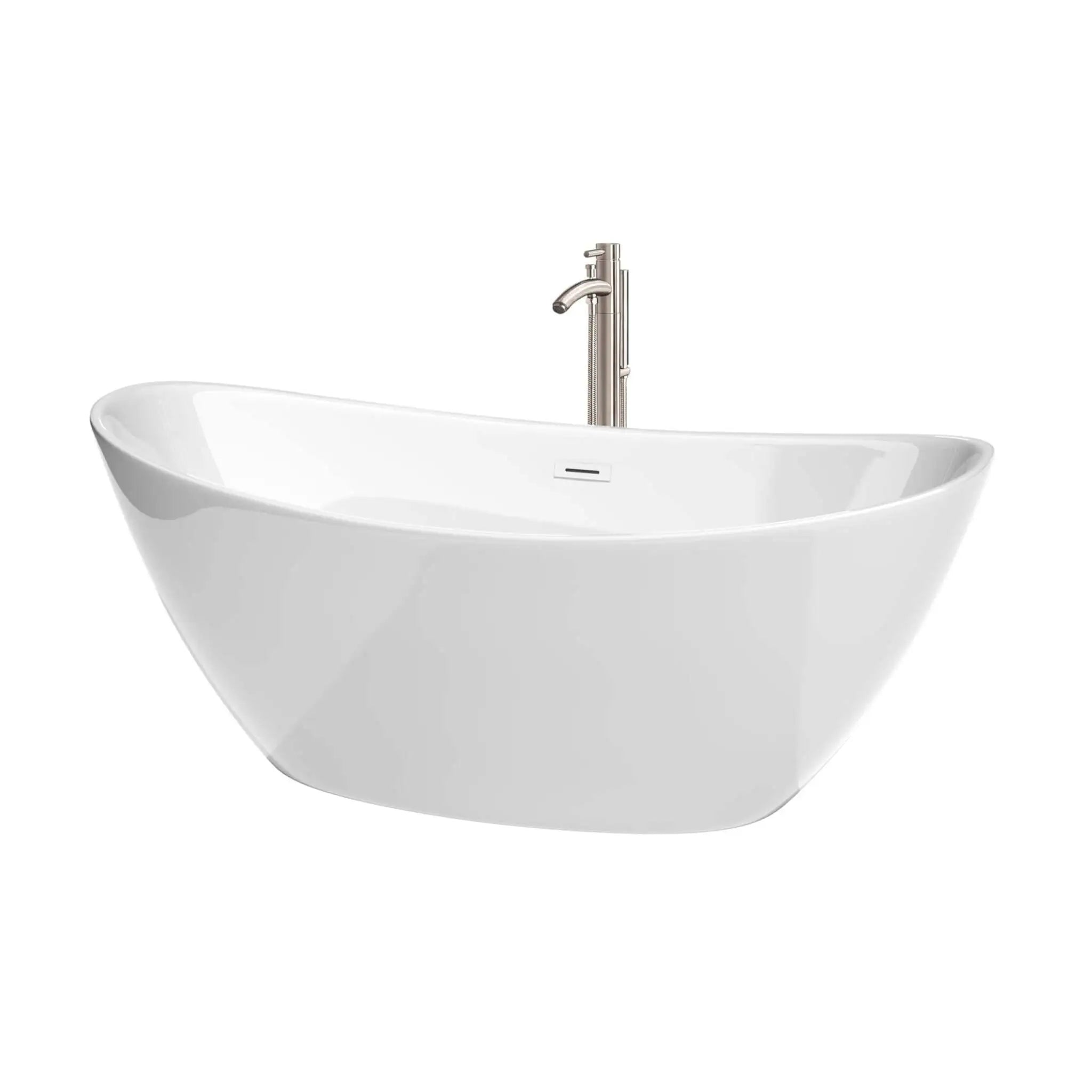 66" White Freestanding Bathtub with Brushed Nickel Faucet - Dorrit by Wyndham (WCBTE652066SWATPBN) image
