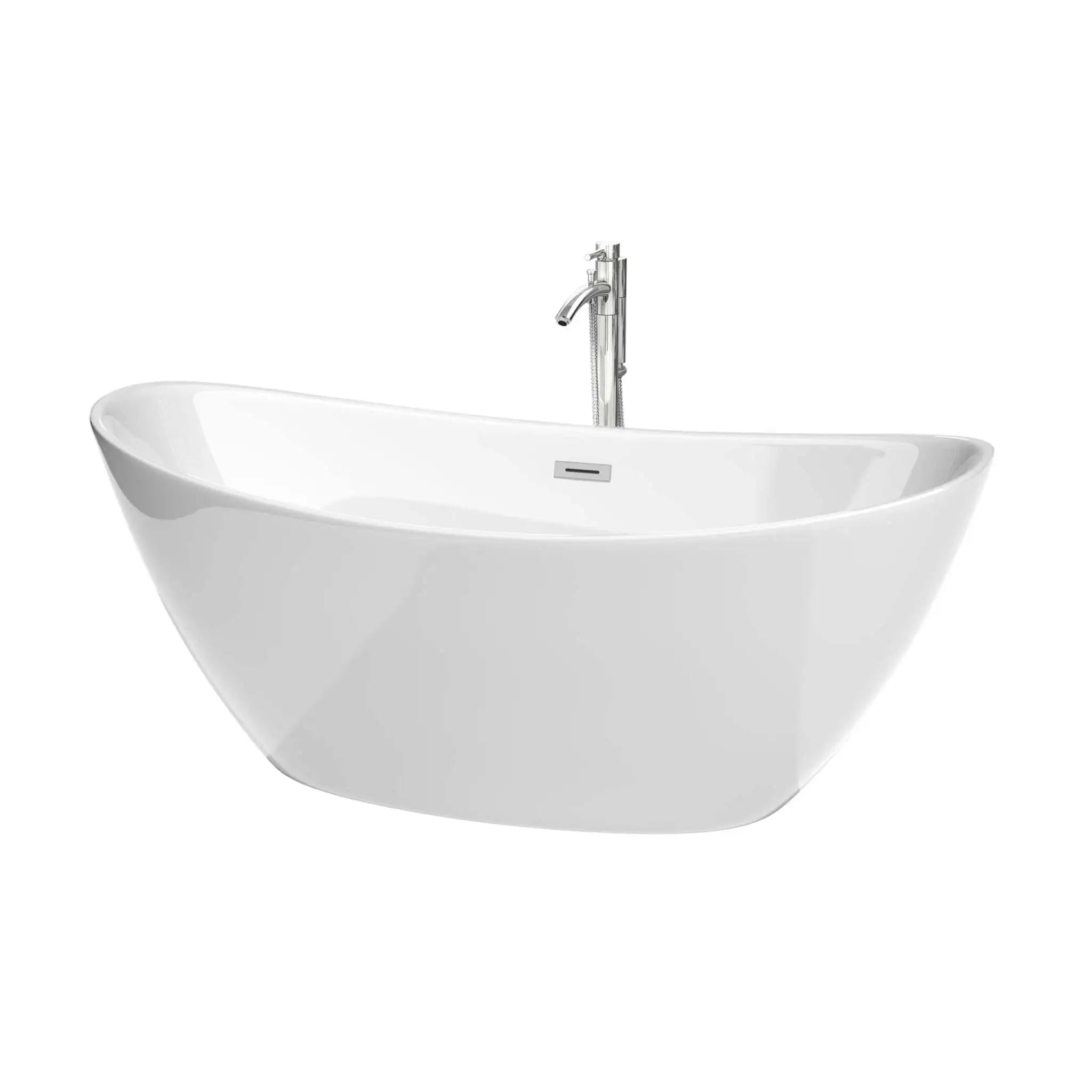 66" White Freestanding Bathtub with Polished Chrome Faucet - Dorrit by Wyndham (WCBTE652066ATP11PC) image