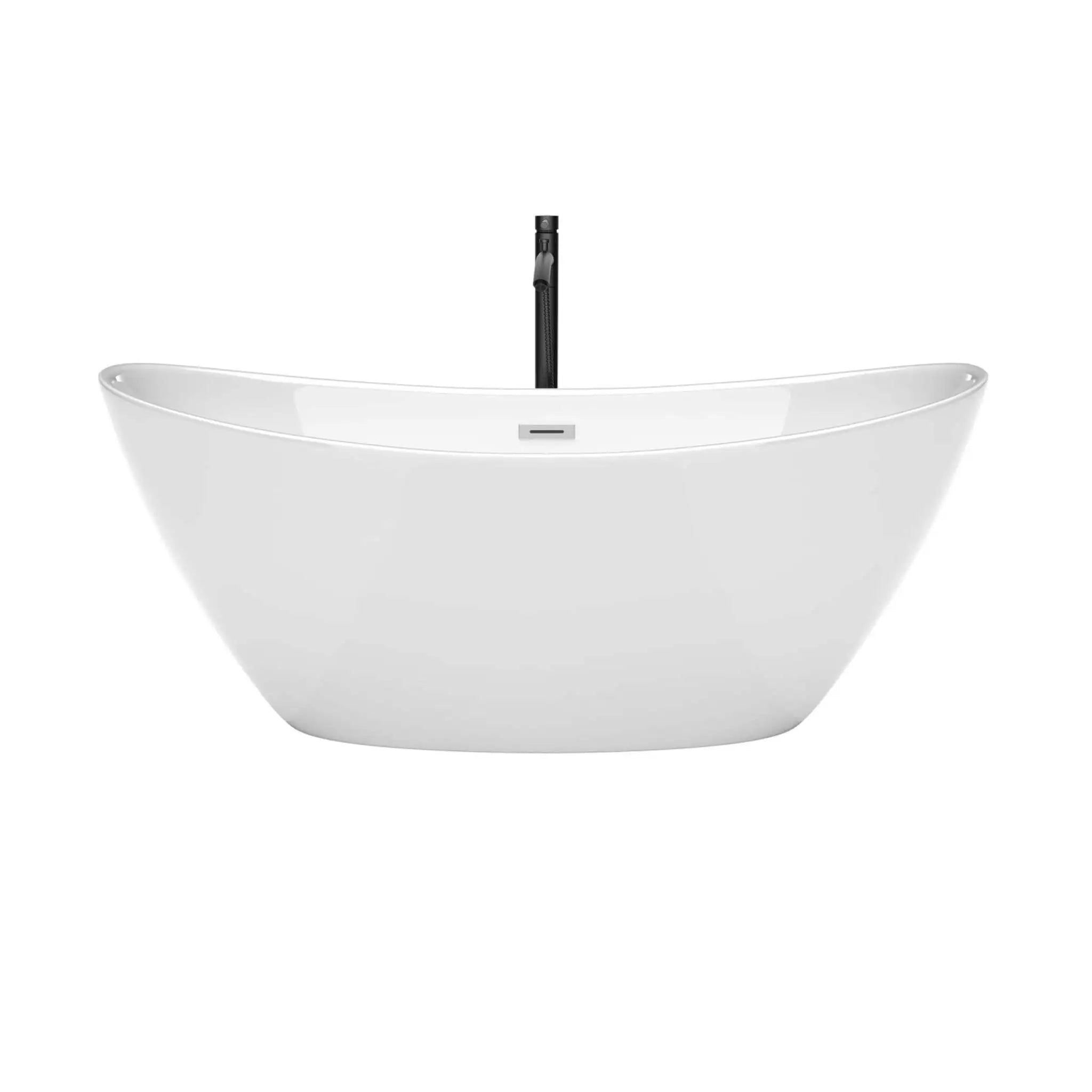 66" White Freestanding Bathtub with Polished Chrome Faucet - Dorrit by Wyndham (WCBTE652066PCATPBK) image 3