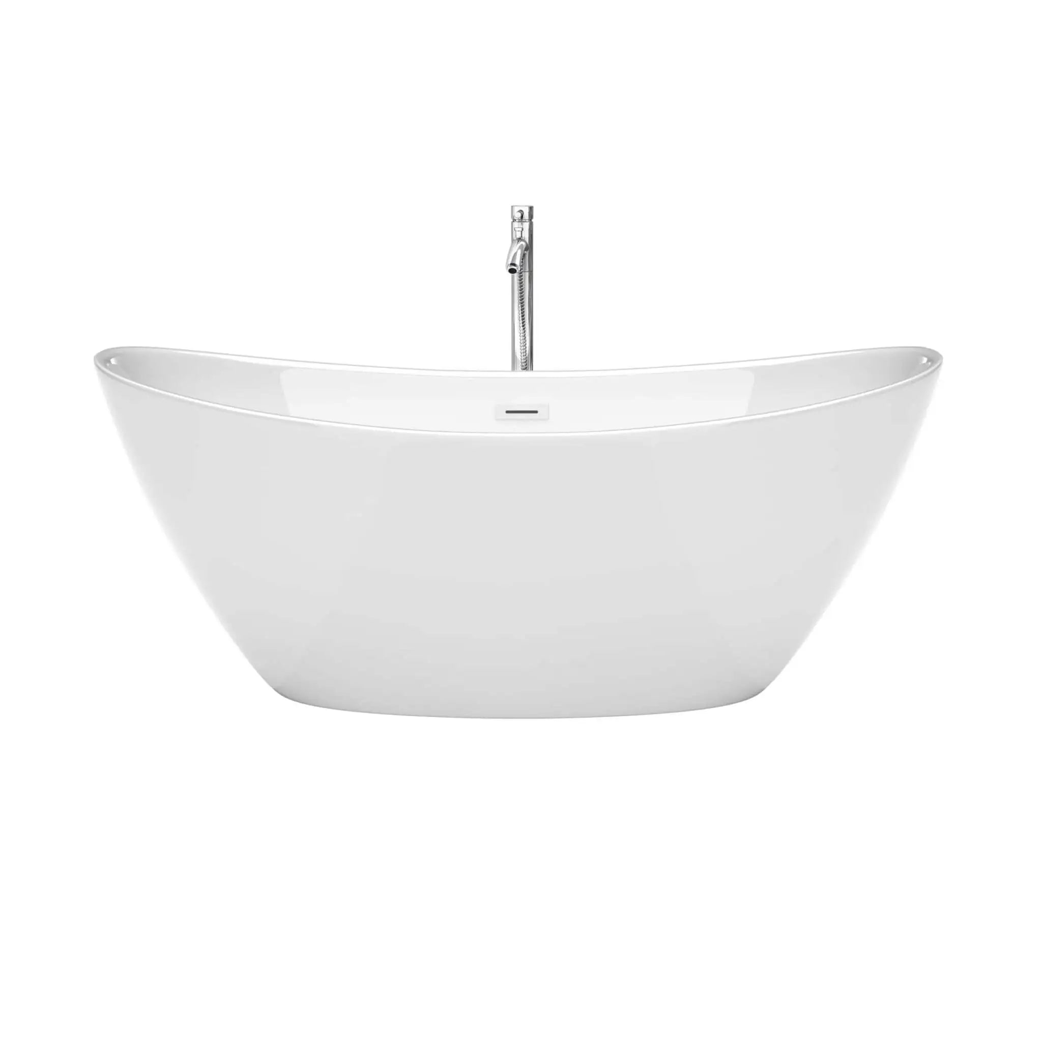 66" White Freestanding Bathtub with Polished Chrome Faucet - Dorrit by Wyndham (WCBTE652066SWATPPC) image 3