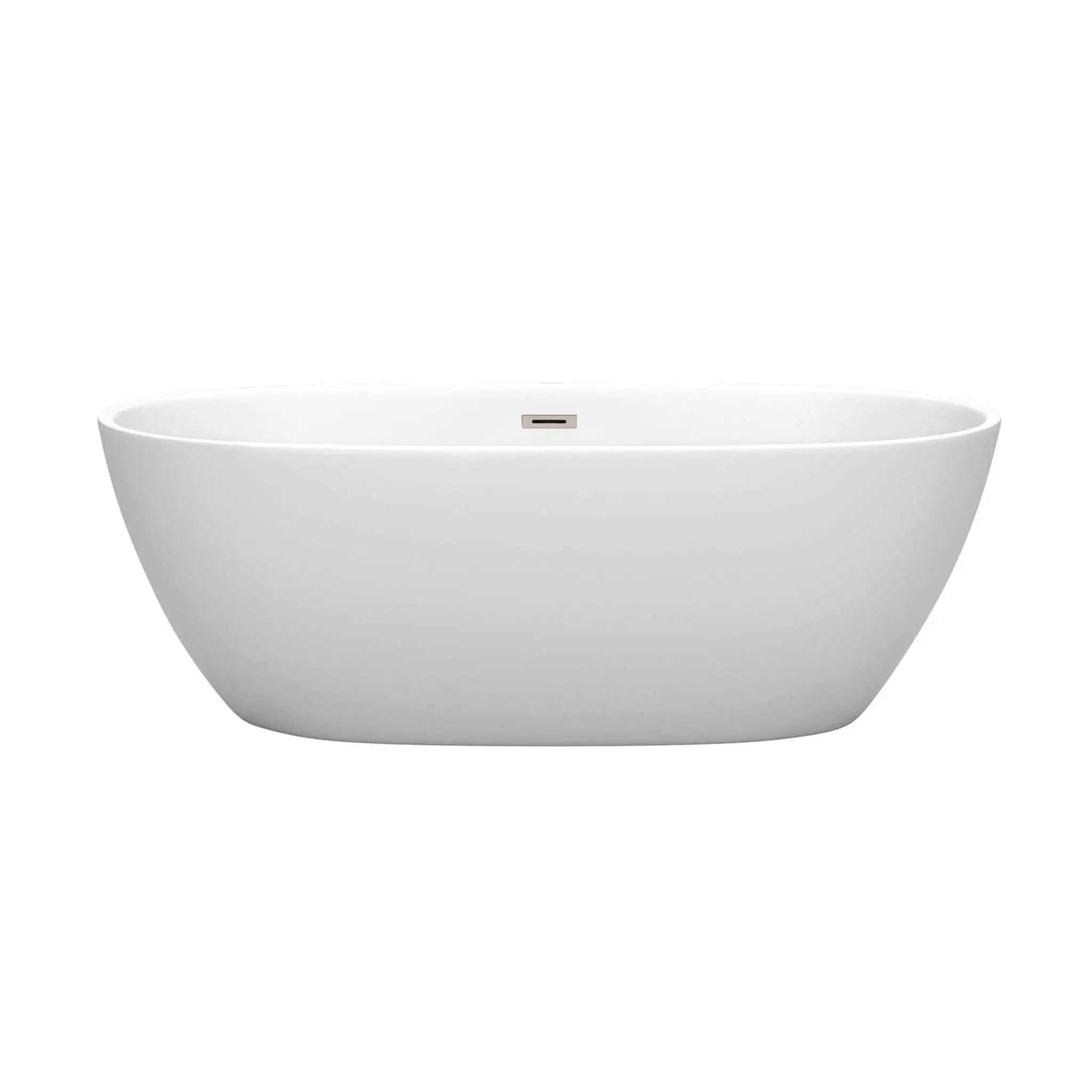 67" Matte White Freestanding Bathtub, Brushed Nickel Trim - Juno by Wyndham (WCBTE306167MWBNTRIM) image 2