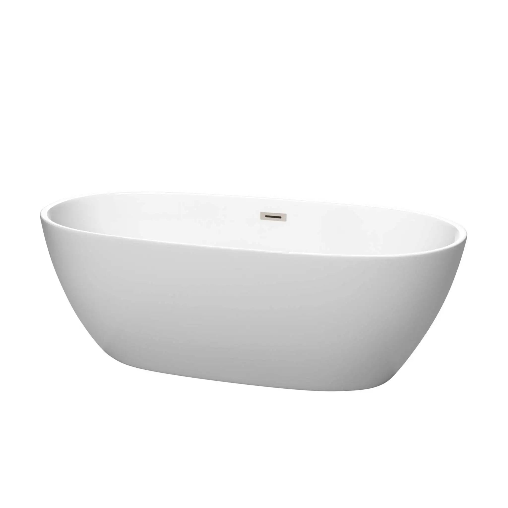 67" Matte White Freestanding Bathtub, Brushed Nickel Trim - Juno by Wyndham (WCBTE306167MWBNTRIM) image