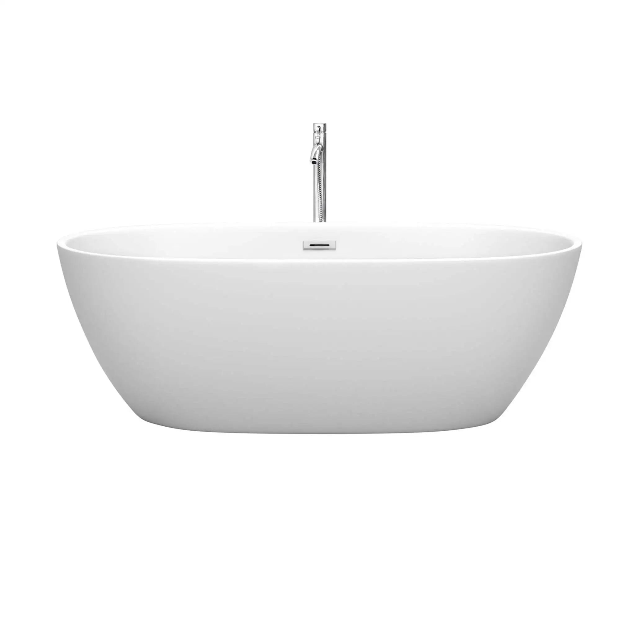 67" Matte White Freestanding Bathtub with Polished Chrome - Juno by Wyndham (WCBTE306167MWATP11PC) image 2