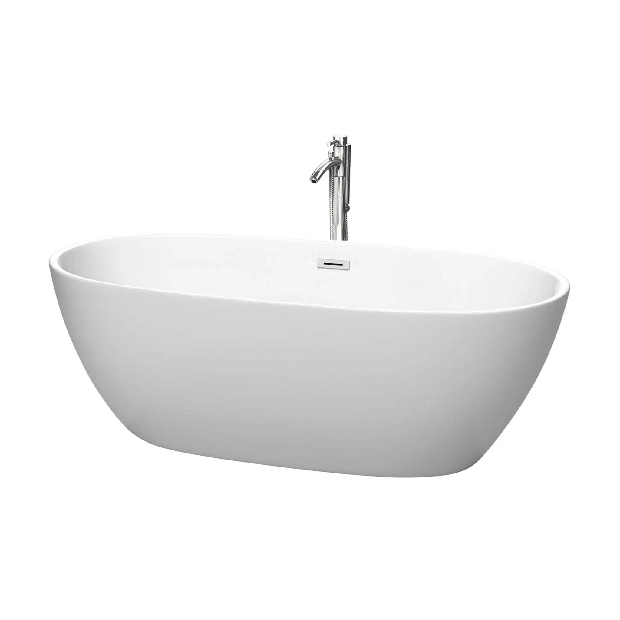 67" Matte White Freestanding Bathtub with Polished Chrome - Juno by Wyndham (WCBTE306167MWATP11PC) image