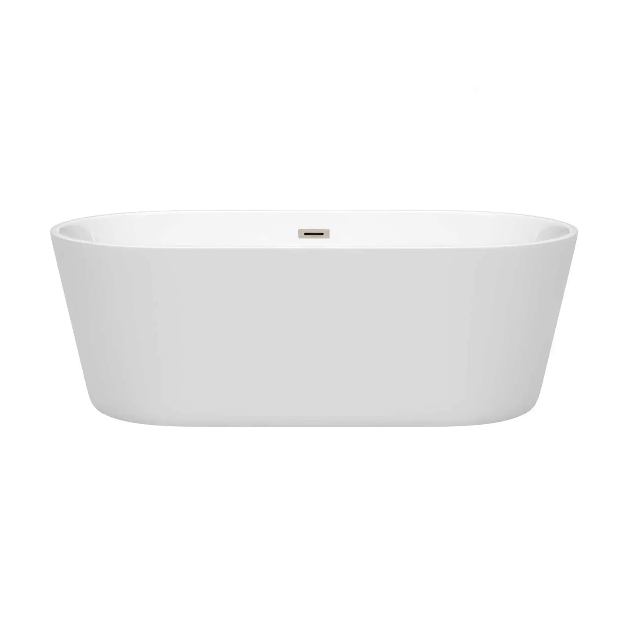 67" White Freestanding Bathtub, Brushed Nickel Trim - Carissa CD by Wyndham (WCOBT101567BNTRIM) image 1