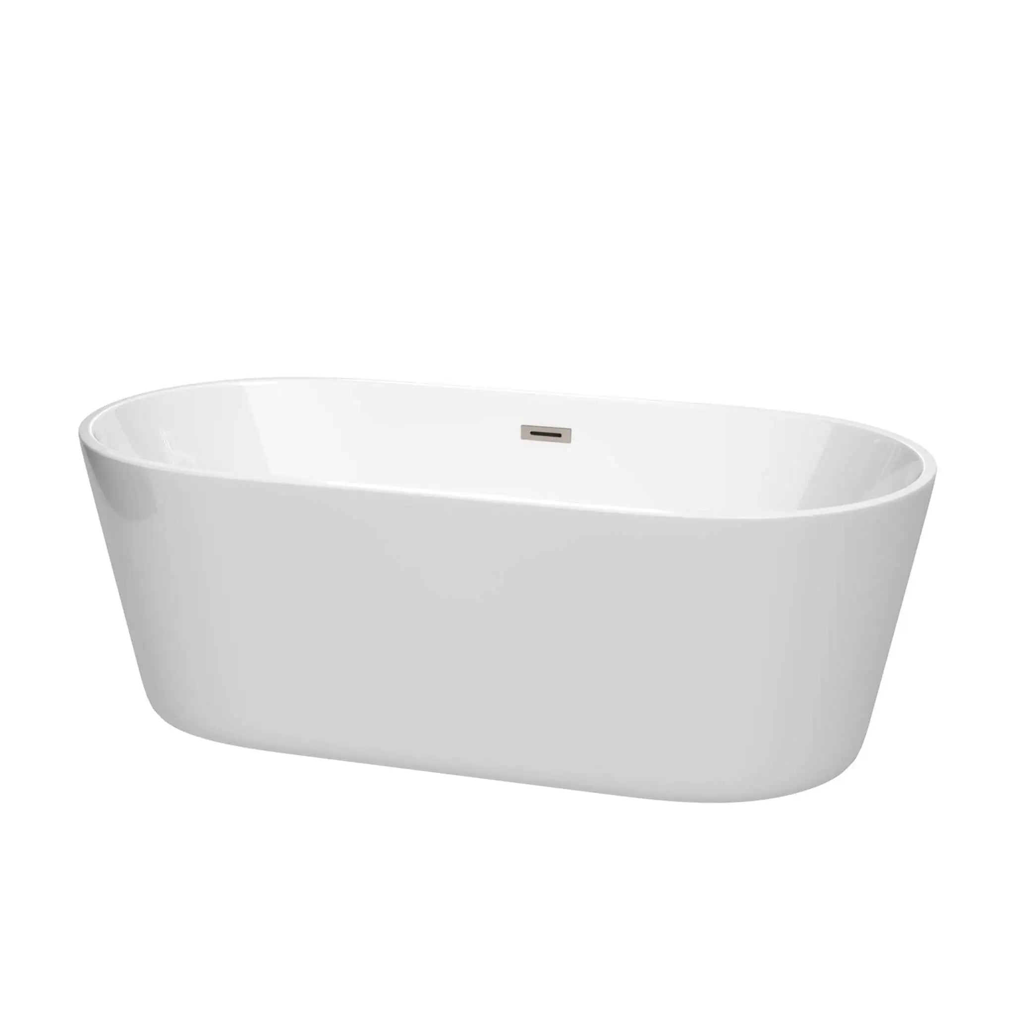 67" White Freestanding Bathtub, Brushed Nickel Trim - Carissa CD by Wyndham (WCOBT101567BNTRIM) image