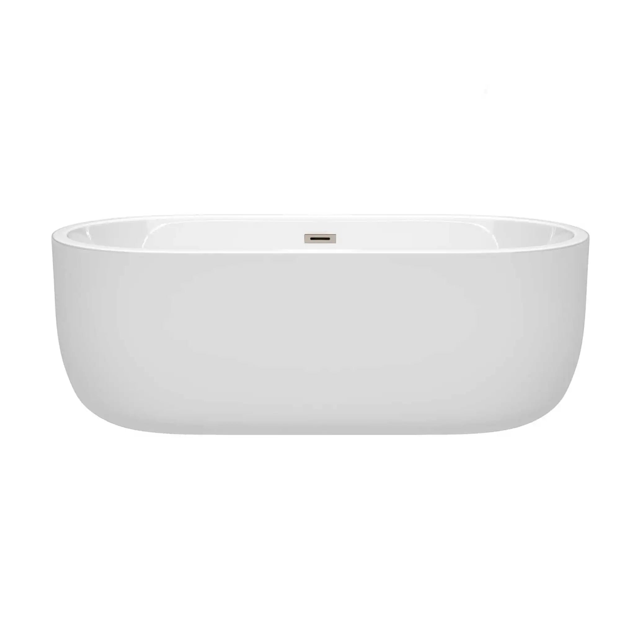 67" White Freestanding Bathtub, Brushed Nickel Trim - Juliette by Wyndham (WCOBT101367BNTRIM) image 2