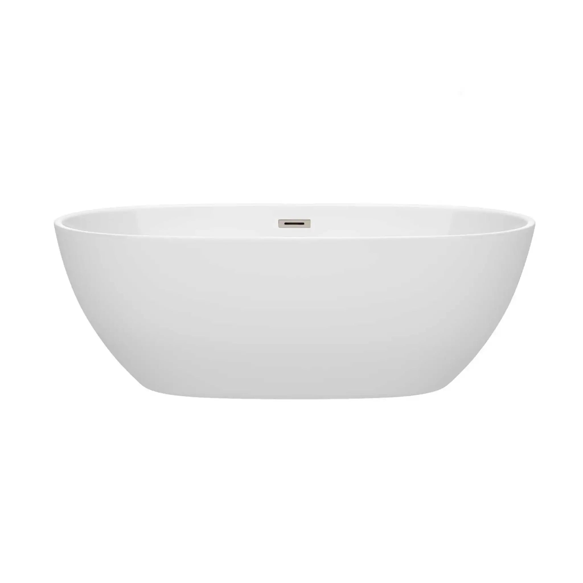 67" White Freestanding Bathtub, Brushed Nickel Trim - Juno by Wyndham (WCBTK156167BNTRIM) image 2