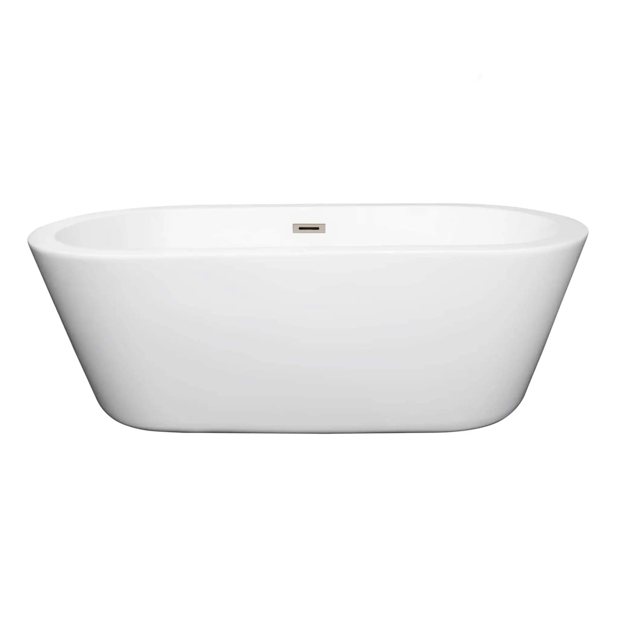 67" White Freestanding Bathtub, Brushed Nickel Trim - Mermaid by Wyndham (WCOBT100367BNTRIM) image 2