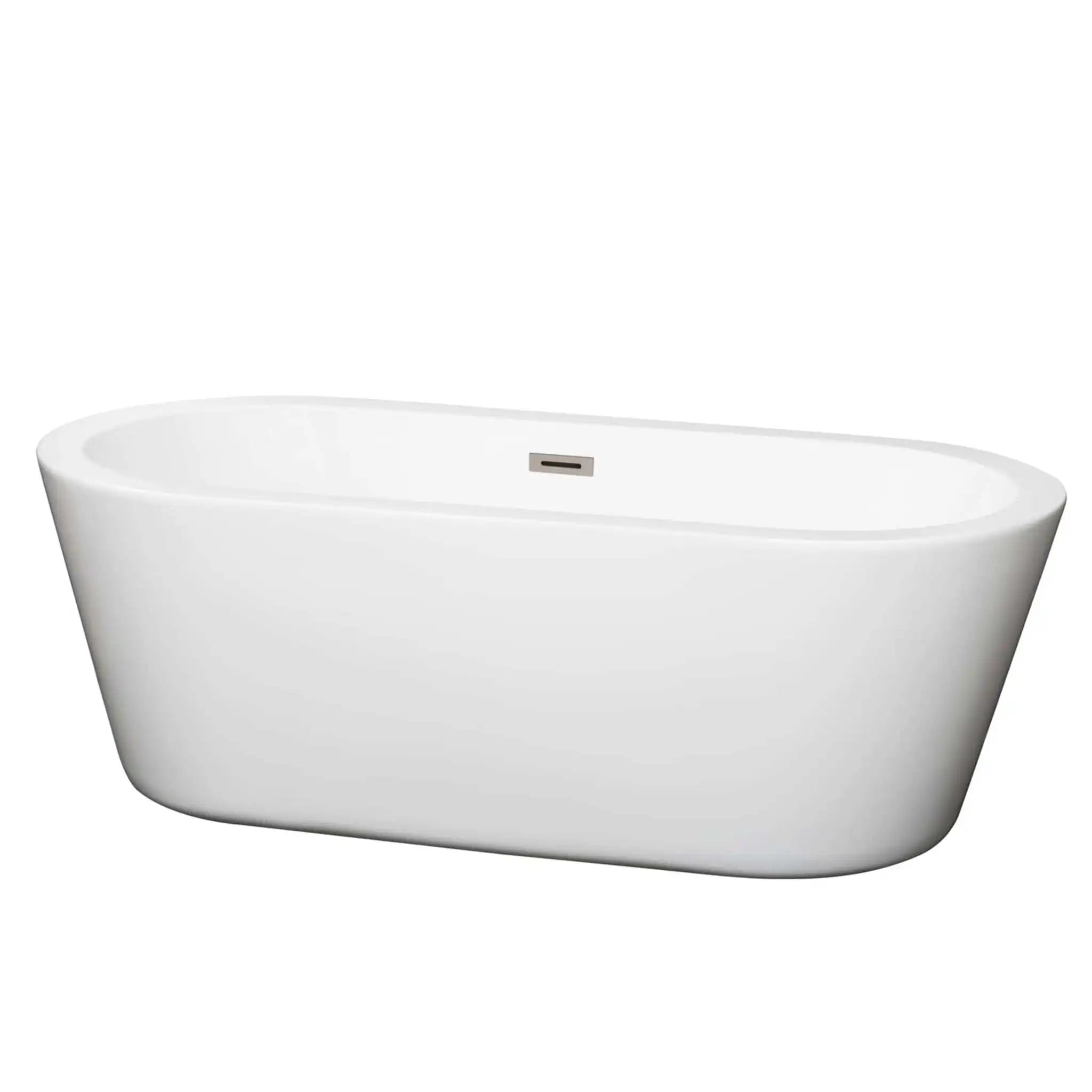 67" White Freestanding Bathtub, Brushed Nickel Trim - Mermaid by Wyndham (WCOBT100367BNTRIM) image