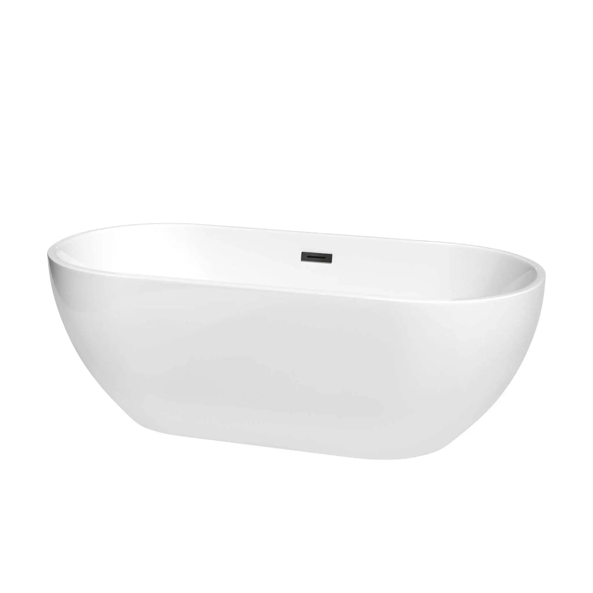 67" White Freestanding Bathtub, Matte Black Trim - Brooklyn by Wyndham (WCOBT200067MBTRIM) image