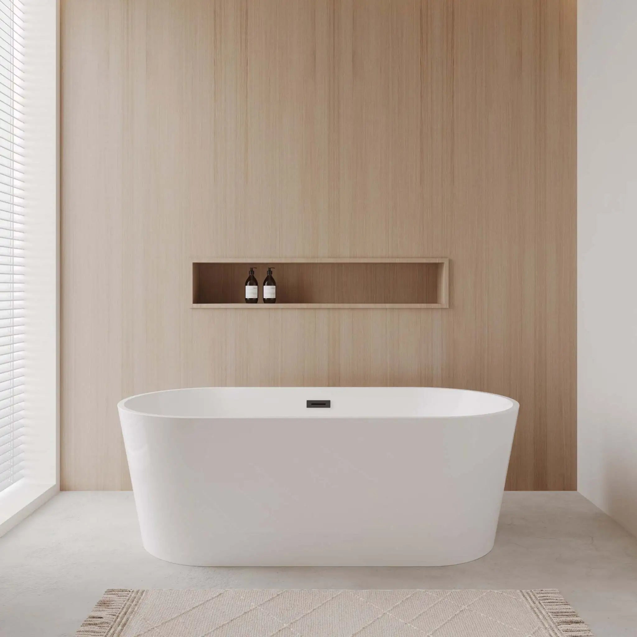 67" White Freestanding Bathtub, Matte Black Trim - Carissa by Wyndham (WCOBT101267MBTRIM) image 1