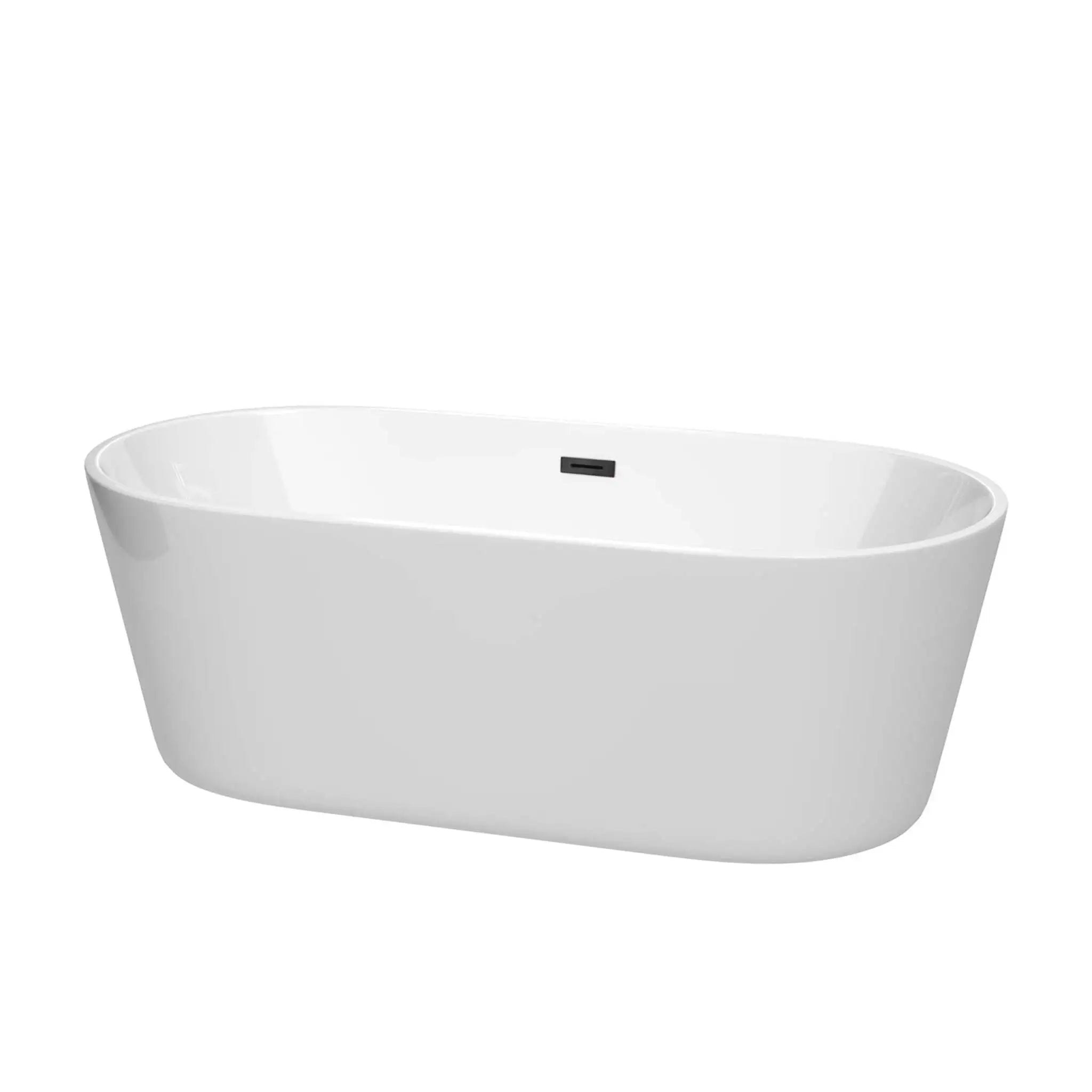67" White Freestanding Bathtub, Matte Black Trim - Carissa CD by Wyndham (WCOBT101567MBTRIM) image