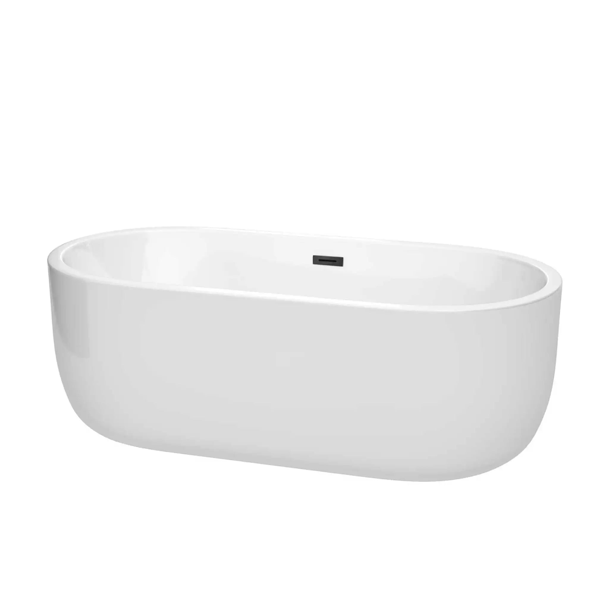67" White Freestanding Bathtub, Matte Black Trim - Juliette by Wyndham (WCOBT101367MBTRIM) image