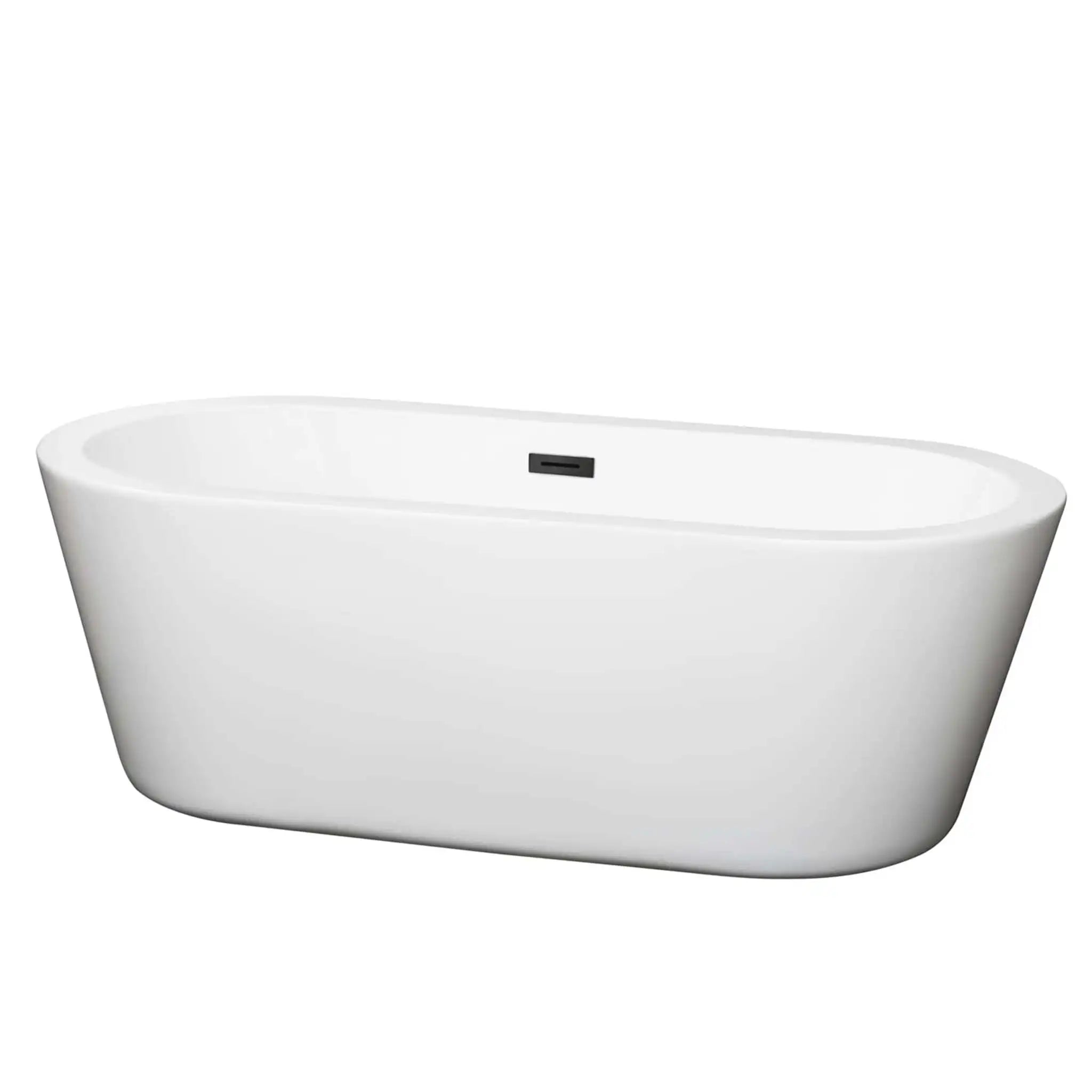67" White Freestanding Bathtub, Matte Black Trim - Mermaid by Wyndham (WCOBT100367MBTRIM) image