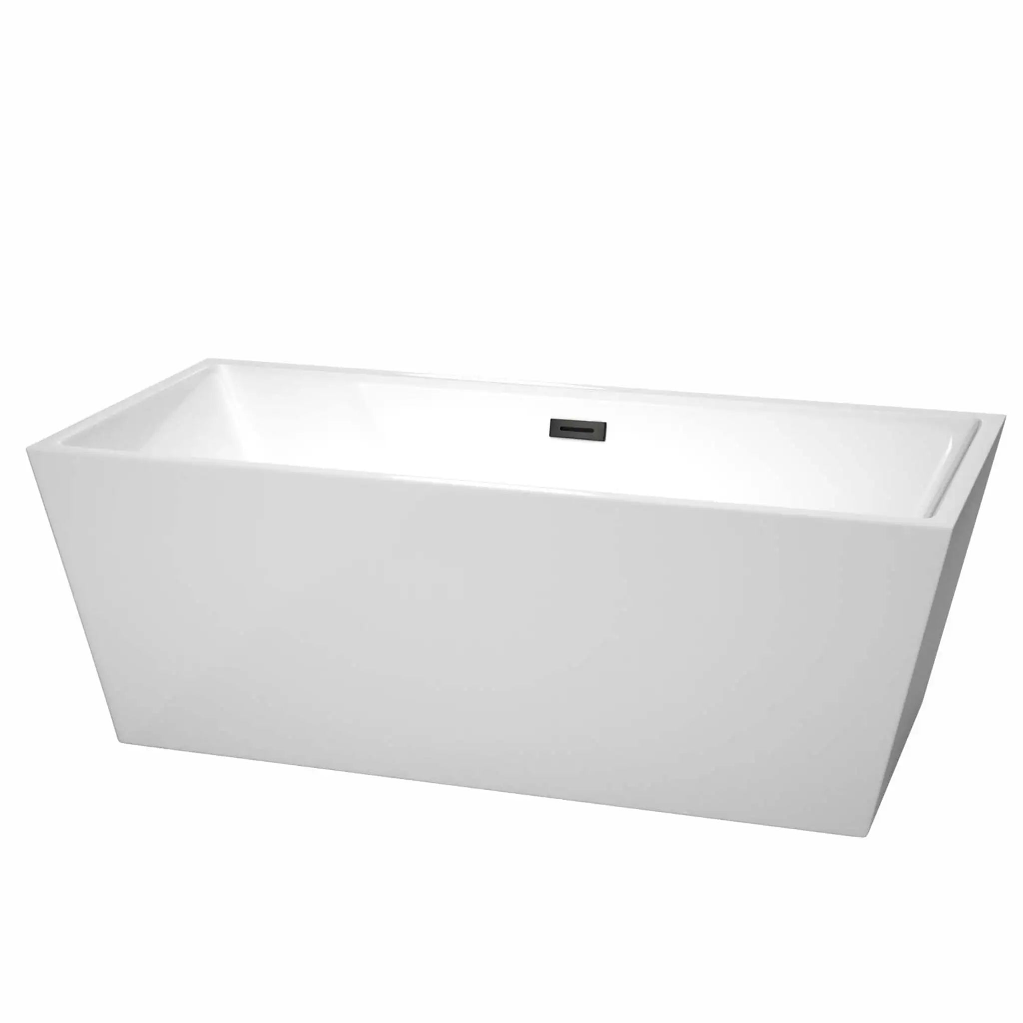 67" White Freestanding Bathtub, Matte Black Trim - Sara by Wyndham (WCBTK151467MBTRIM) image