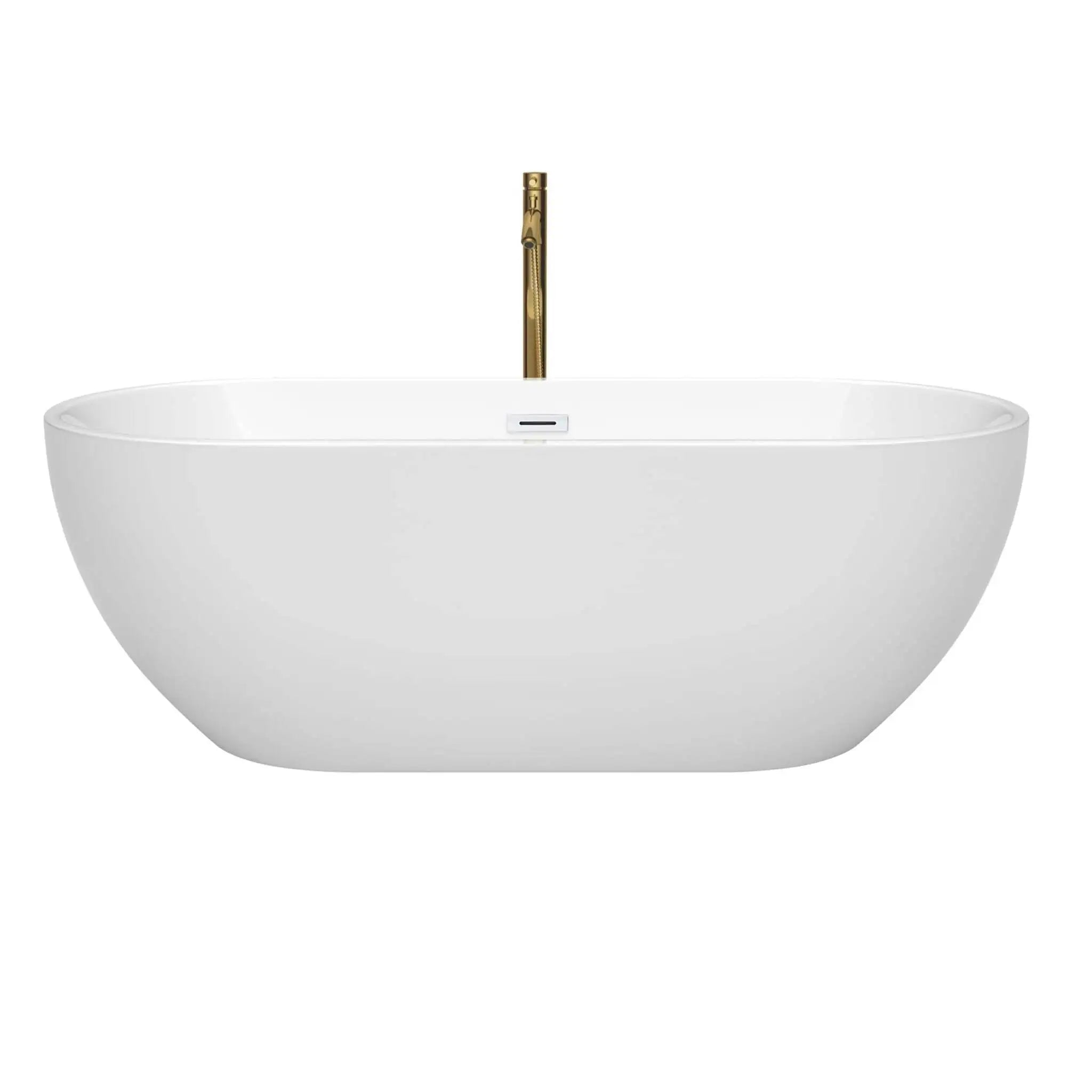 67" White Freestanding Bathtub with Brushed Gold Faucet - Brooklyn by Wyndham (WCOBT200067SWATPGD) image 2