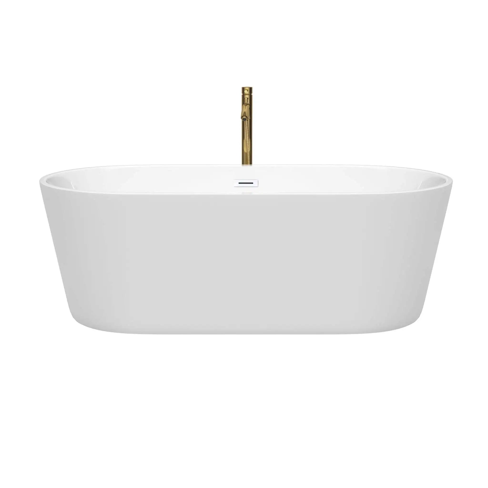67" White Freestanding Bathtub with Brushed Gold Faucet - Carissa CD by Wyndham (WCOBT101567SWATPGD) image 1