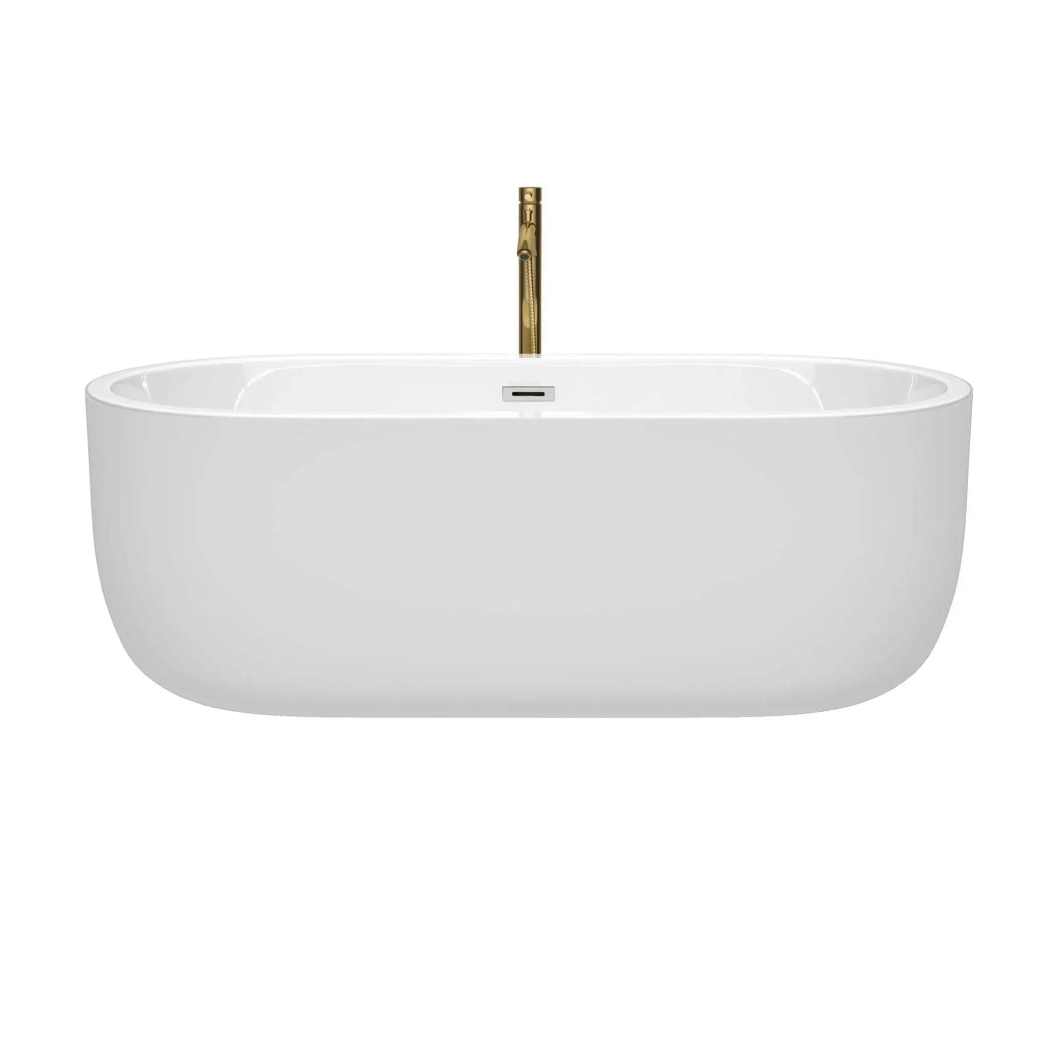 67" White Freestanding Bathtub with Brushed Gold Faucet - Juliette by Wyndham (WCOBT101367PCATPGD) image 2