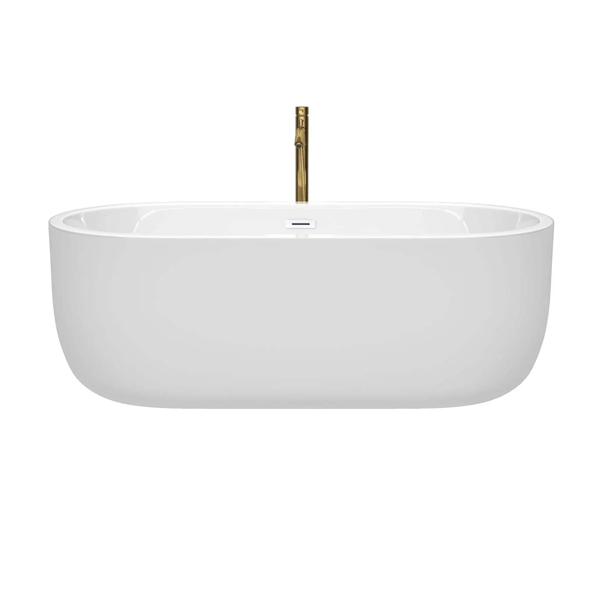 67" White Freestanding Bathtub with Brushed Gold Faucet - Juliette by Wyndham (WCOBT101367SWATPGD) image 2