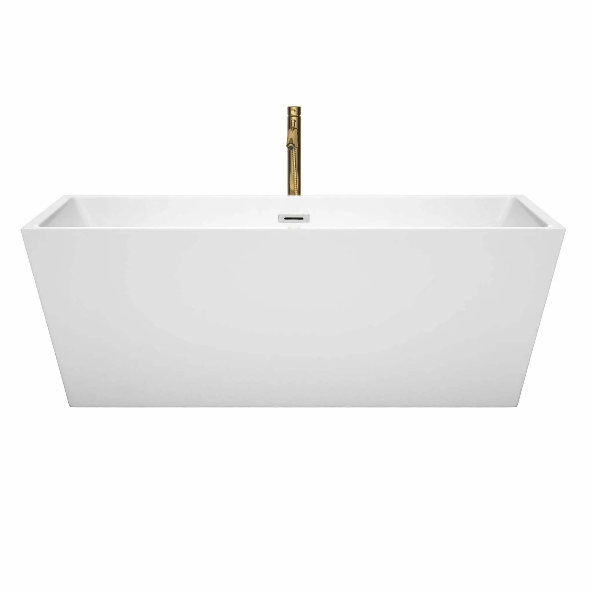 67" White Freestanding Bathtub with Brushed Gold Faucet - Sara by Wyndham (WCBTK151467PCATPGD) image 2
