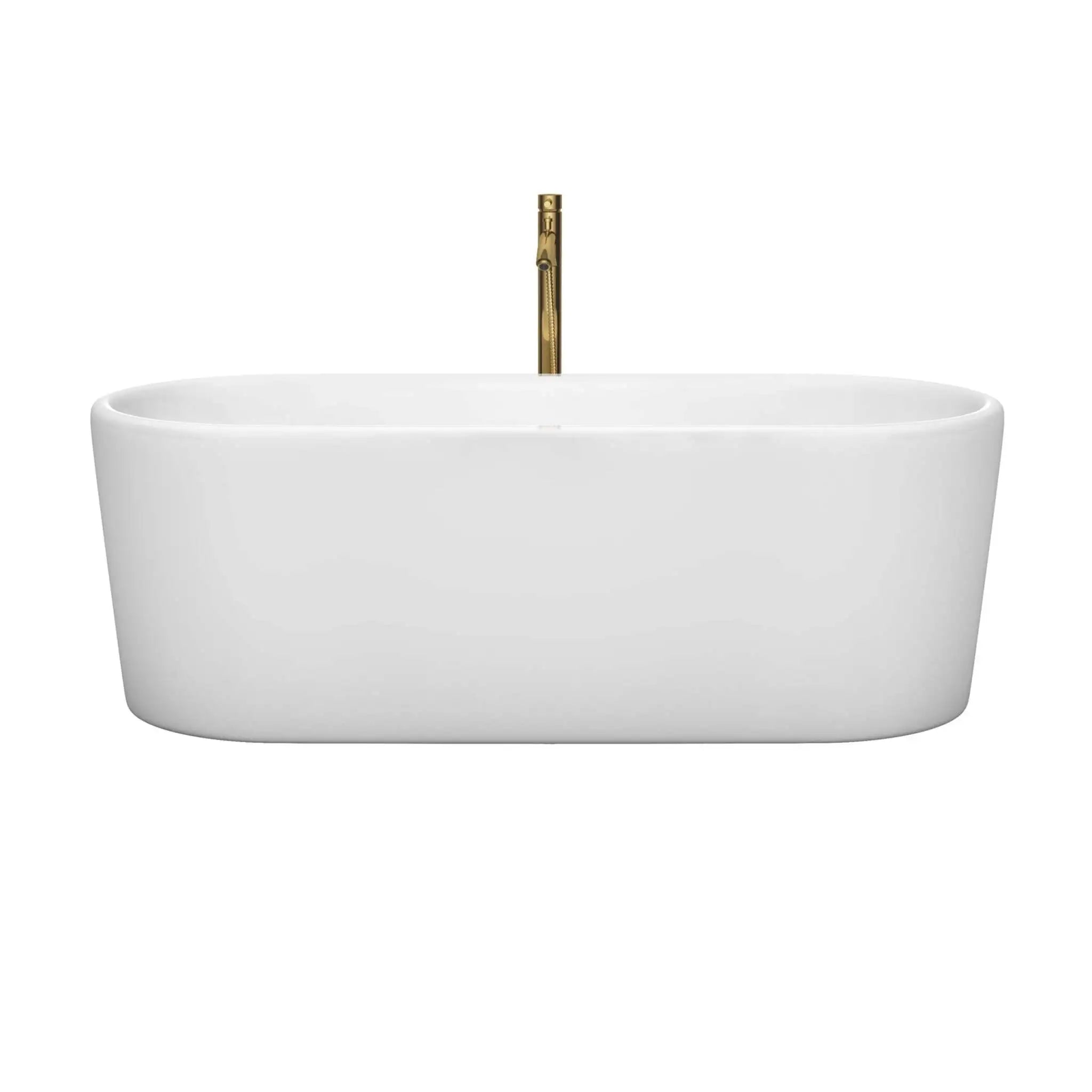 67" White Freestanding Bathtub with Brushed Gold Faucet - Ursula by Wyndham (WCBTK151167PCATPGD) image 2
