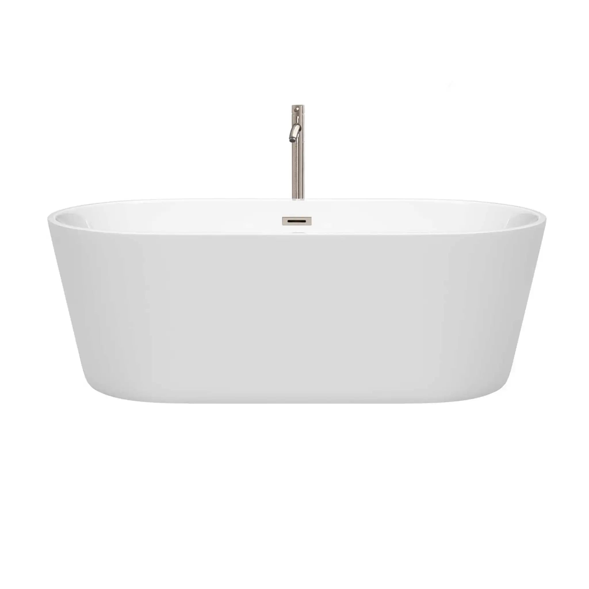 67" White Freestanding Bathtub with Brushed Nickel - Carissa CD by Wyndham (WCOBT101567ATP11BN) image 1