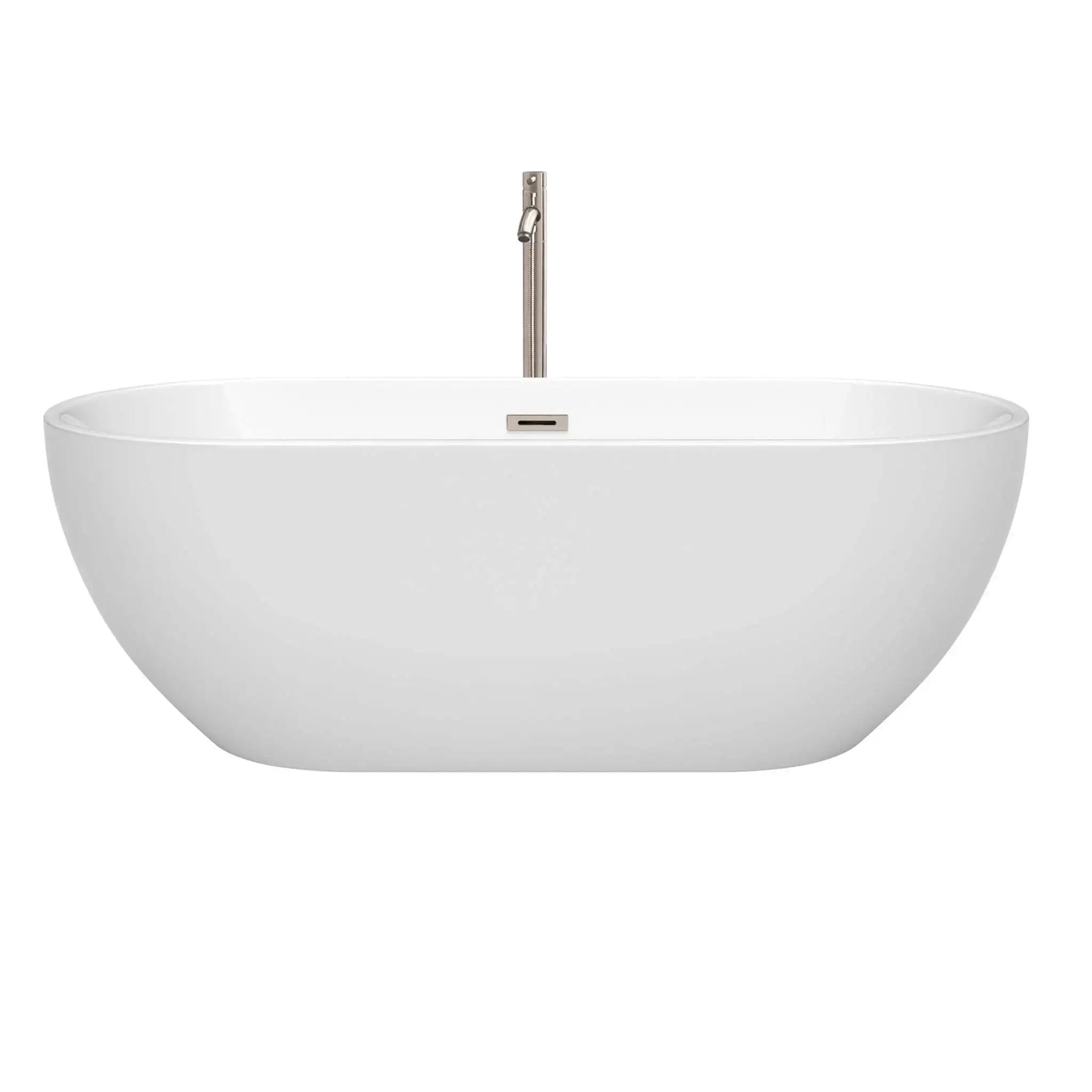 67" White Freestanding Bathtub with Brushed Nickel Faucet - Brooklyn by Wyndham (WCOBT200067ATP11BN) image 2
