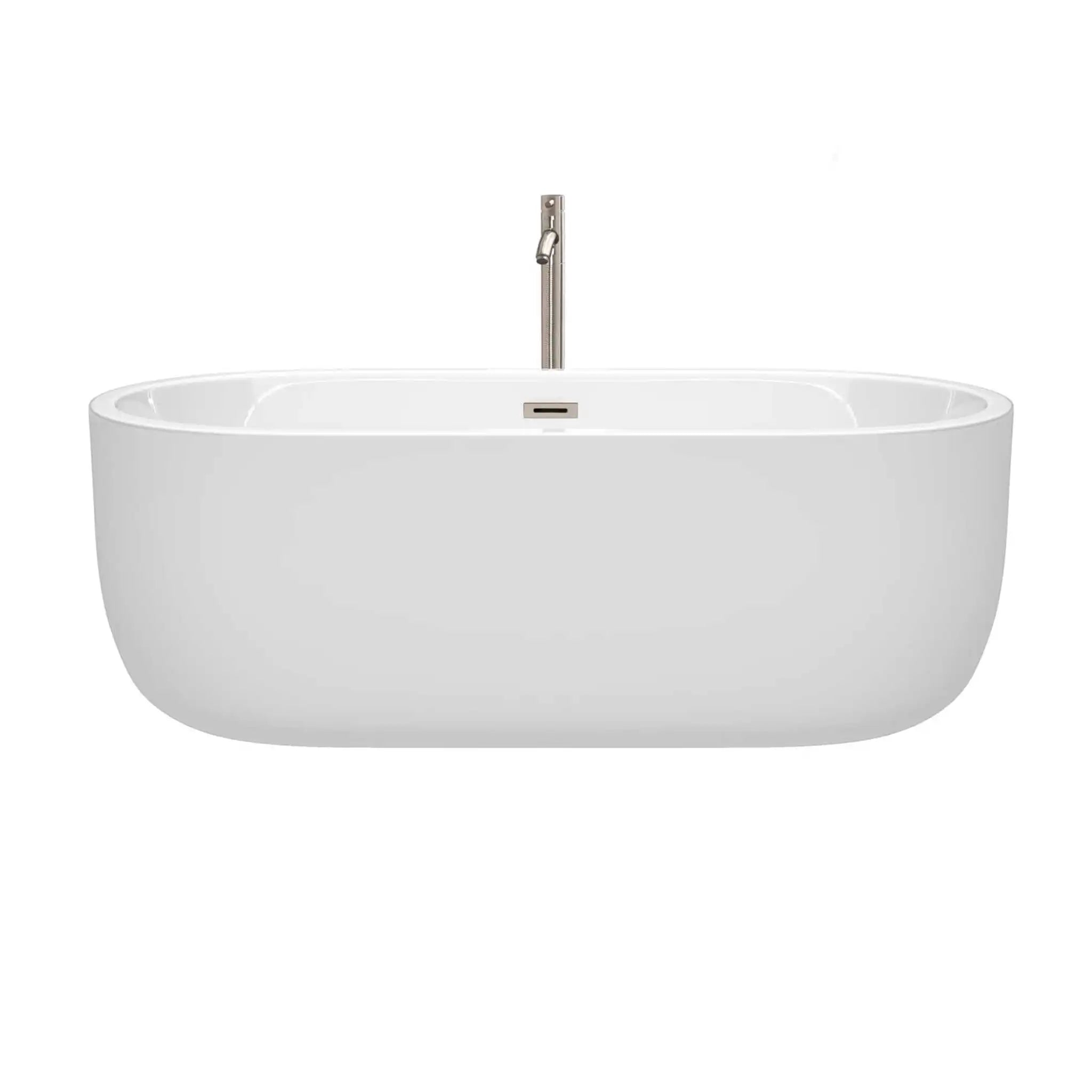 67" White Freestanding Bathtub with Brushed Nickel Faucet - Juliette by Wyndham (WCOBT101367ATP11BN) image 2