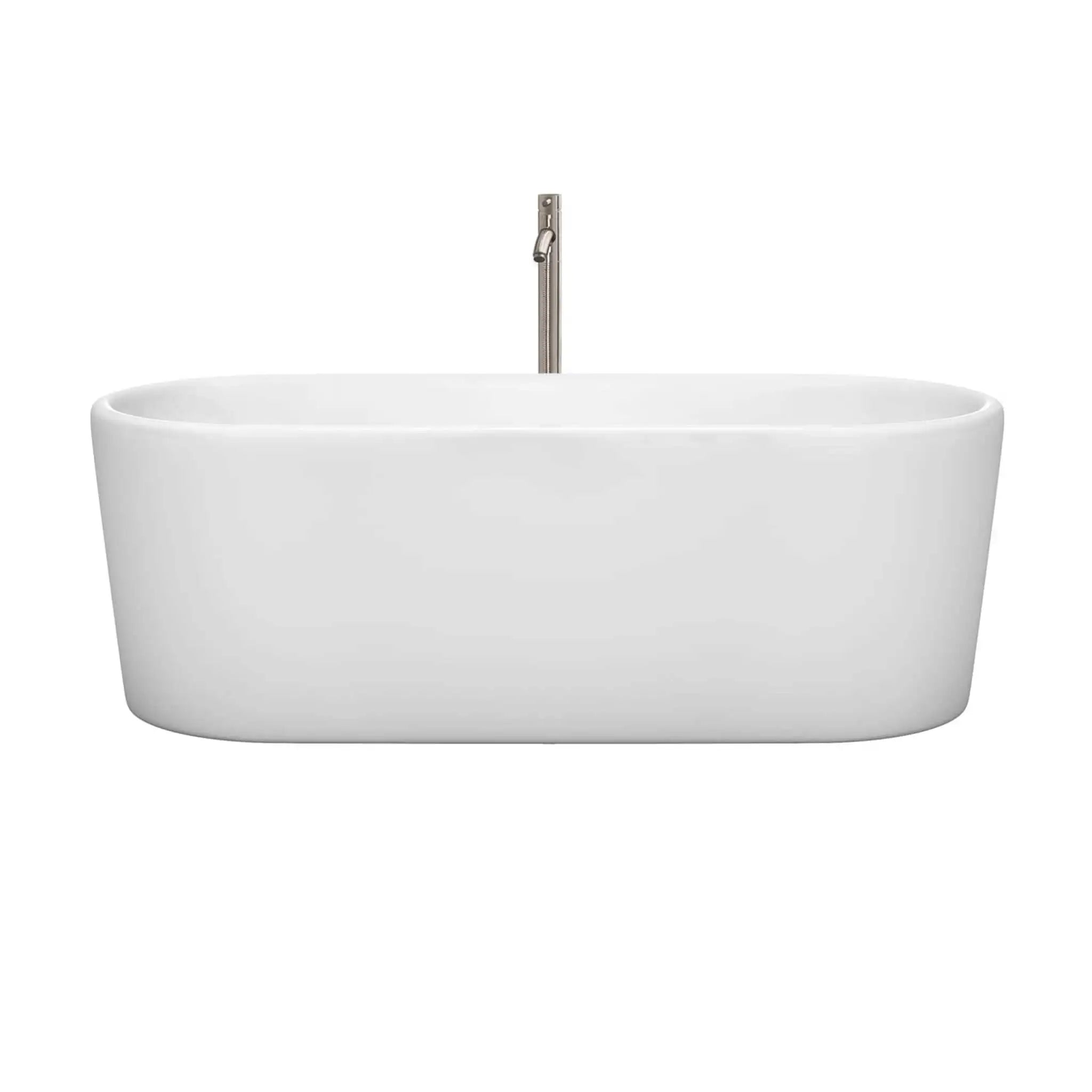 67" White Freestanding Bathtub with Brushed Nickel Faucet - Ursula by Wyndham (WCBTK151167ATP11BN) image 2