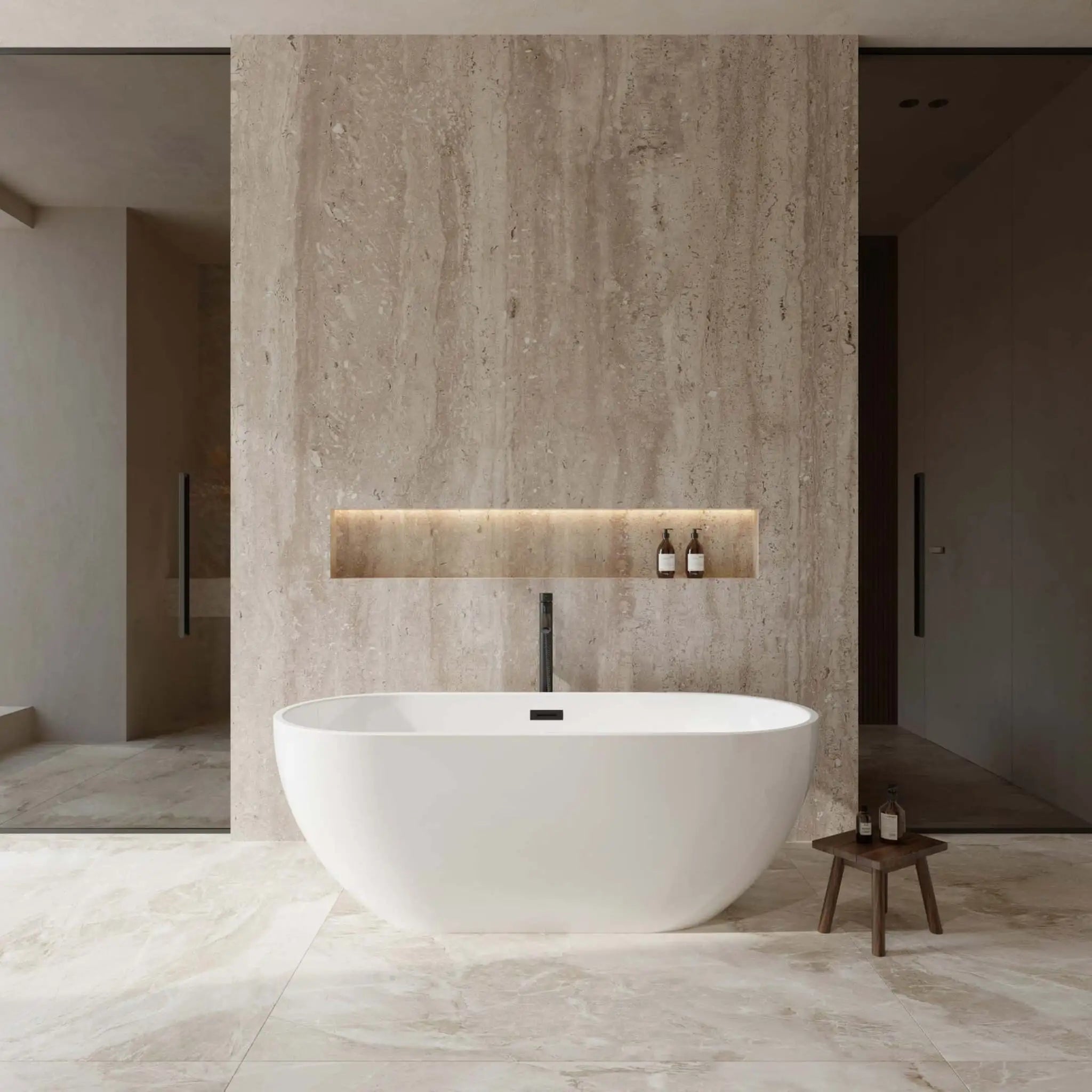 67" White Freestanding Bathtub with Matte Black Faucet - Brooklyn by Wyndham (WCOBT200067MBATPBK) image 1