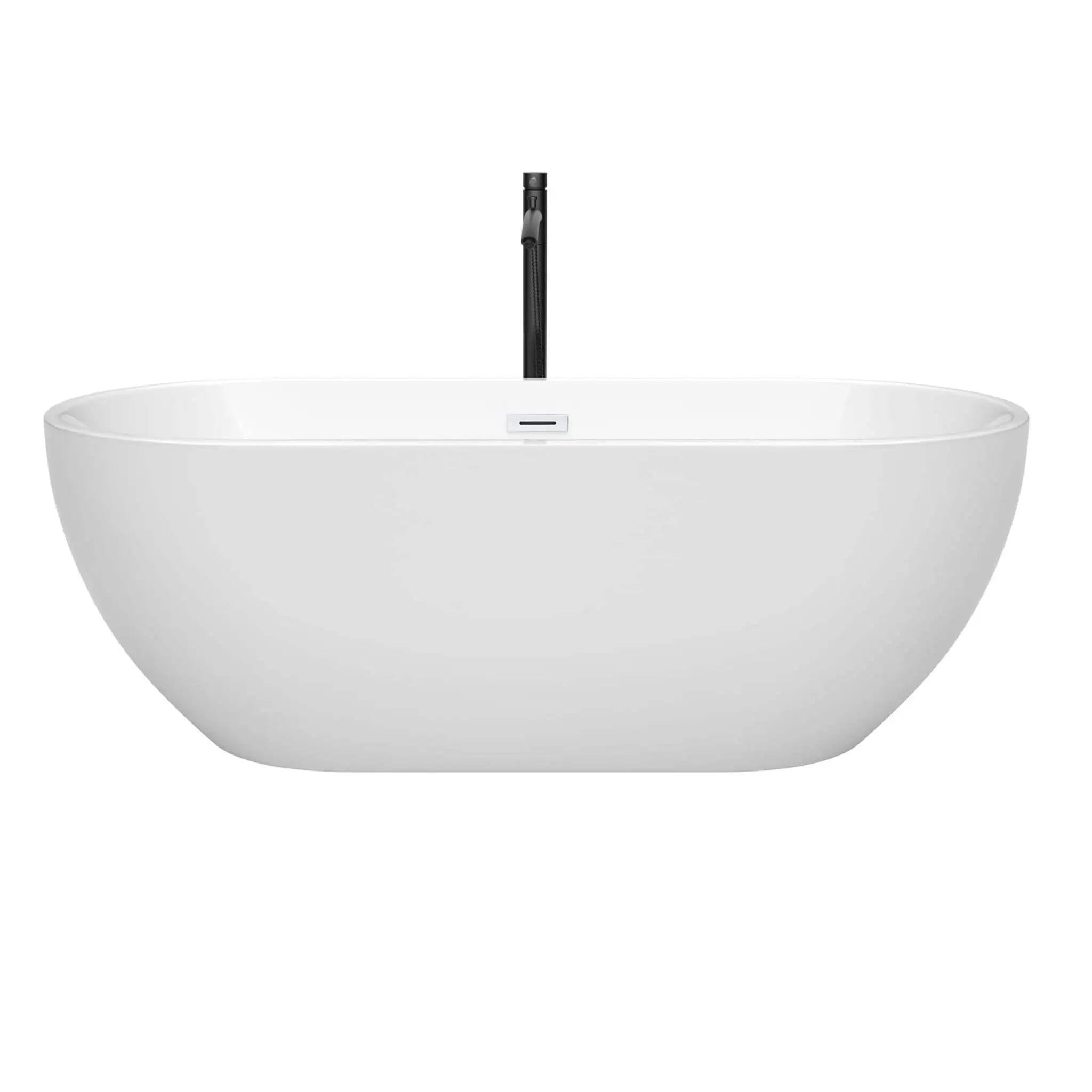 67" White Freestanding Bathtub with Matte Black Faucet - Brooklyn by Wyndham (WCOBT200067SWATPBK) image 2