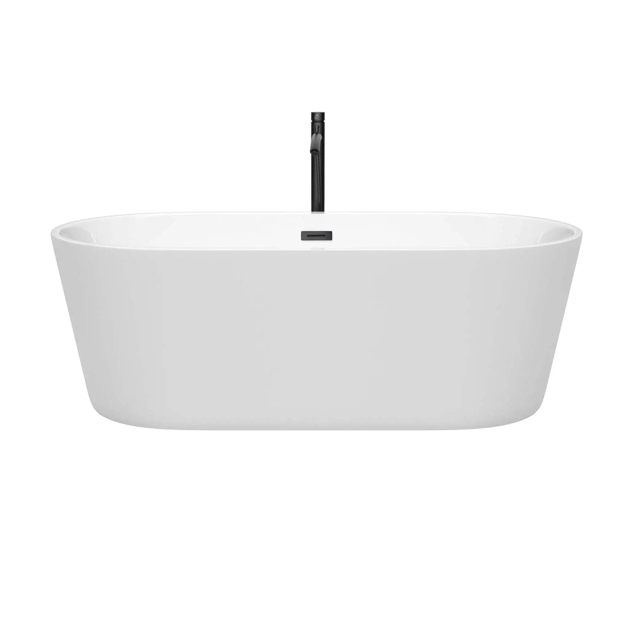 67" White Freestanding Bathtub with Matte Black Faucet - Carissa by Wyndham (WCOBT101267MBATPBK) image 2