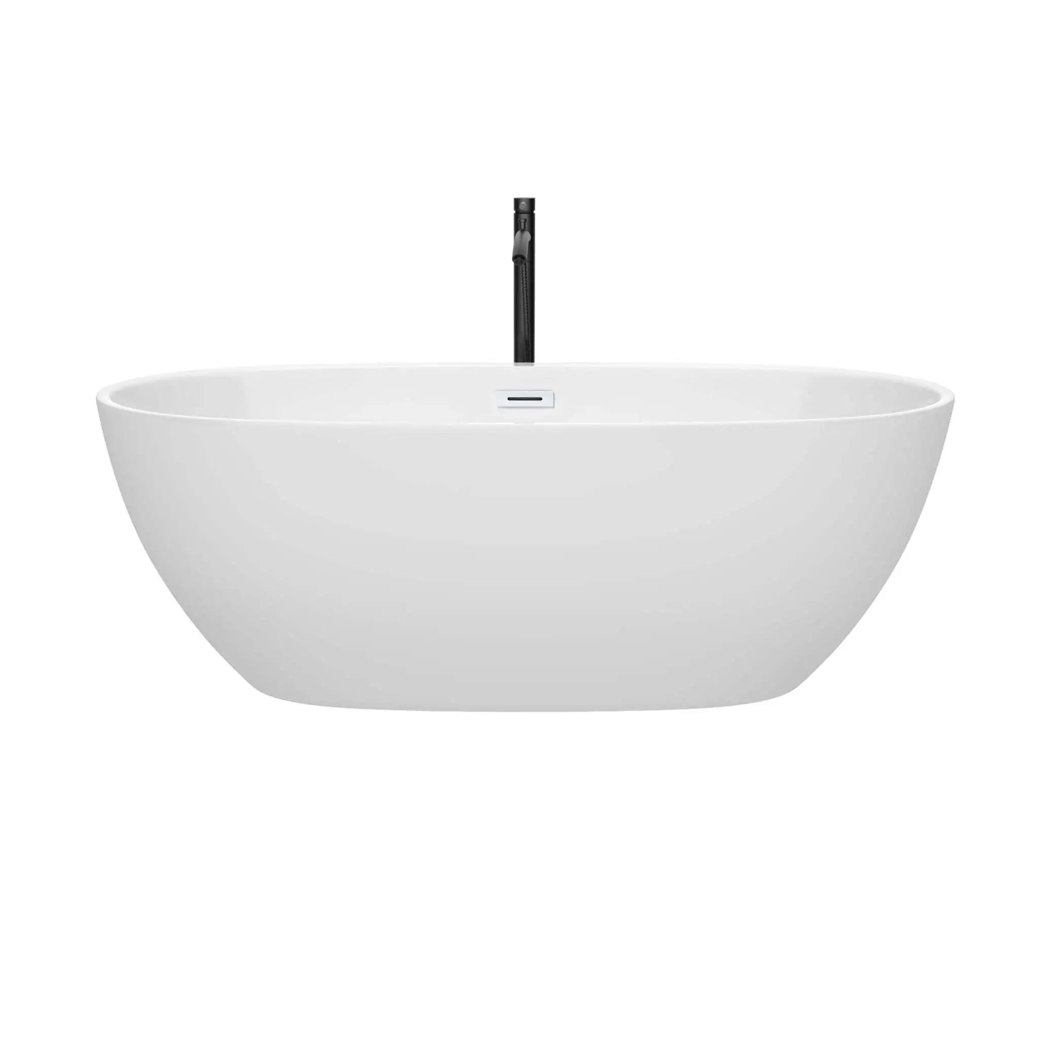 67" White Freestanding Bathtub with Matte Black Faucet - Juno by Wyndham (WCBTK156167SWATPBK) image 2