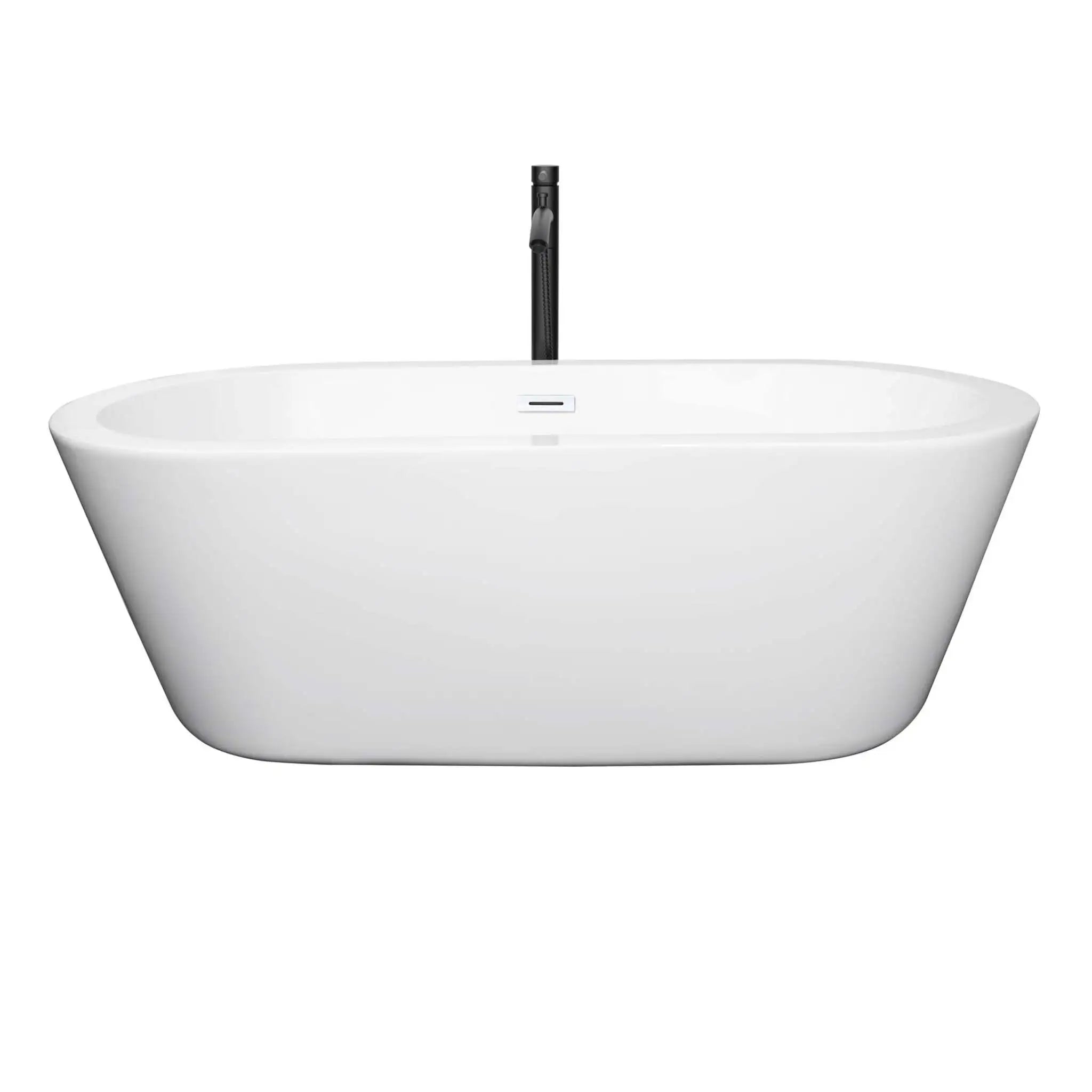 67" White Freestanding Bathtub with Matte Black Faucet - Mermaid by Wyndham (WCOBT100367SWATPBK) image 2