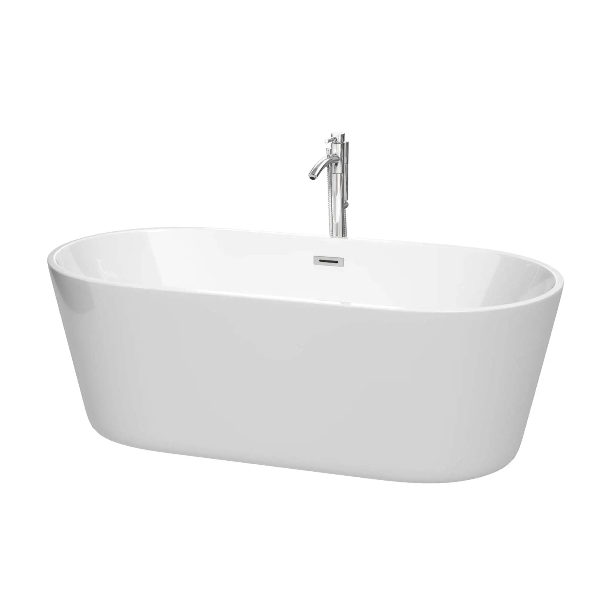 67" White Freestanding Bathtub with Polished Chrome - Carissa CD by Wyndham (WCOBT101567ATP11PC) image
