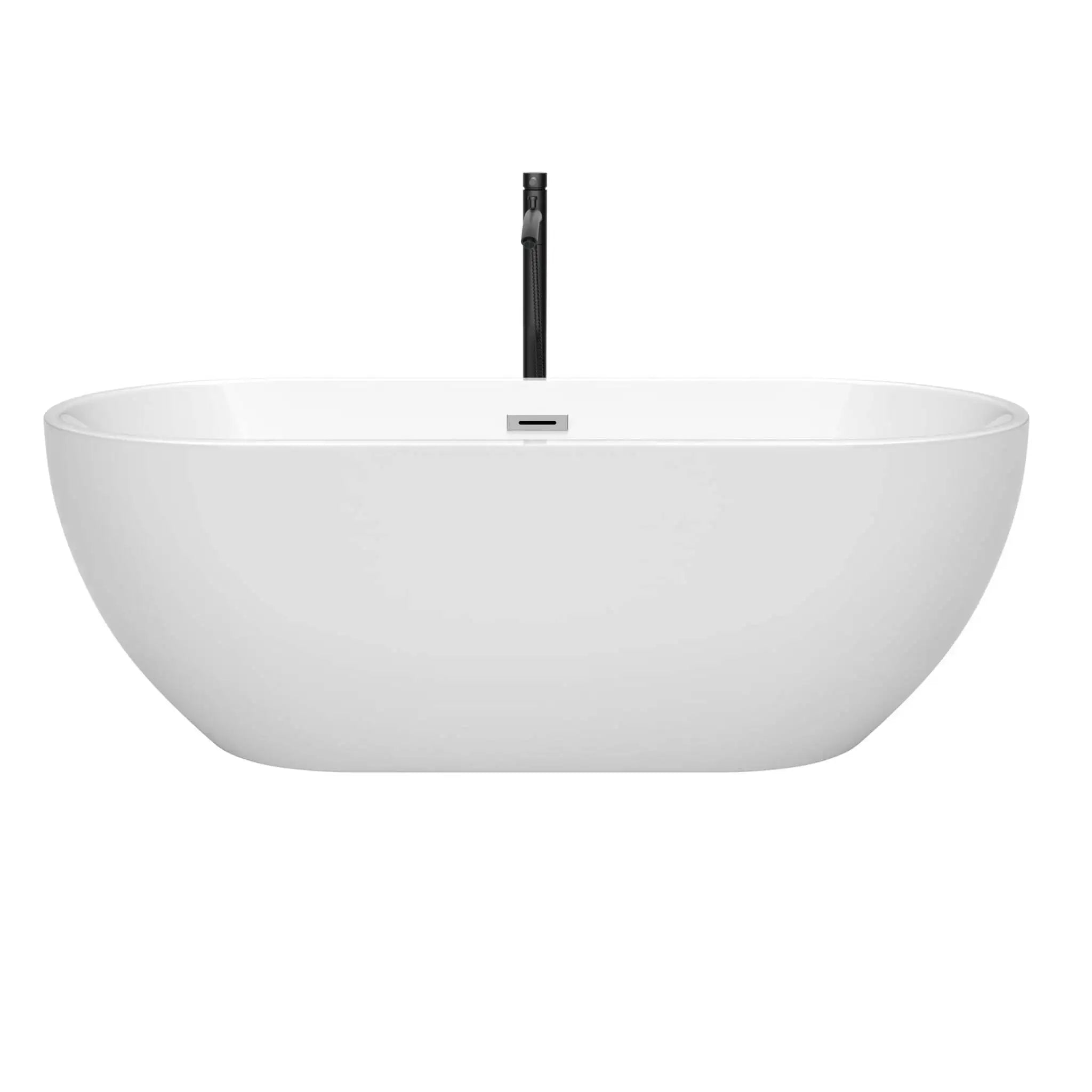67" White Freestanding Bathtub with Polished Chrome Faucet - Brooklyn by Wyndham (WCOBT200067PCATPBK) image 2
