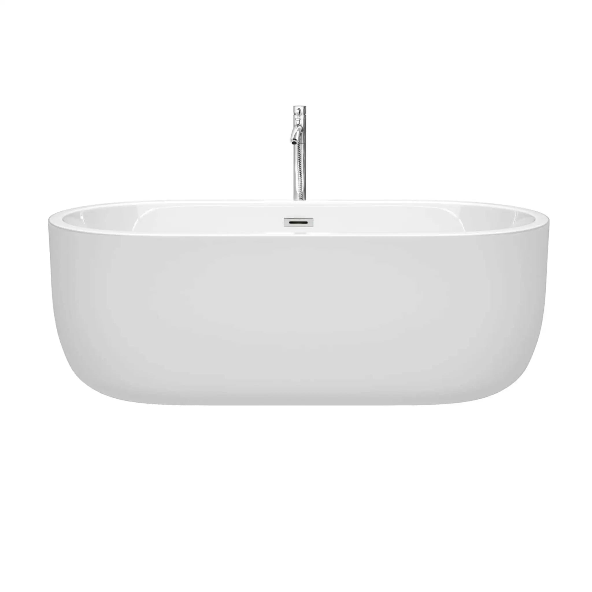 67" White Freestanding Bathtub with Polished Chrome Faucet - Juliette by Wyndham (WCOBT101367ATP11PC) image 2