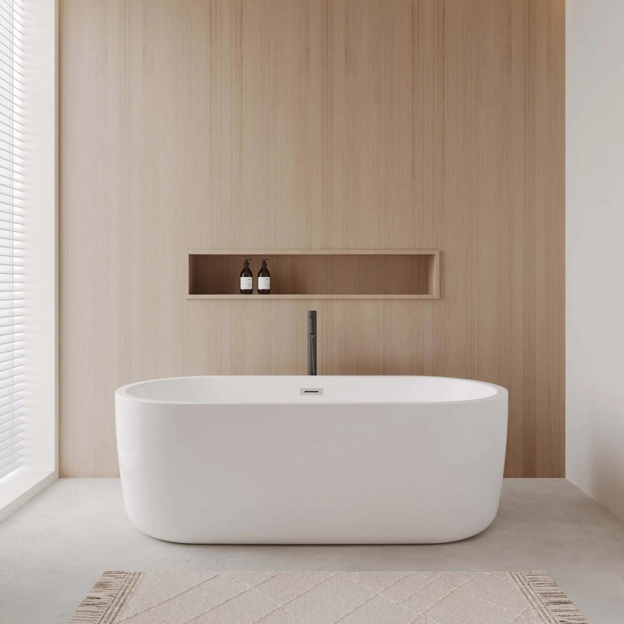 67" White Freestanding Bathtub with Polished Chrome Faucet - Juliette by Wyndham (WCOBT101367PCATPBK) image 1