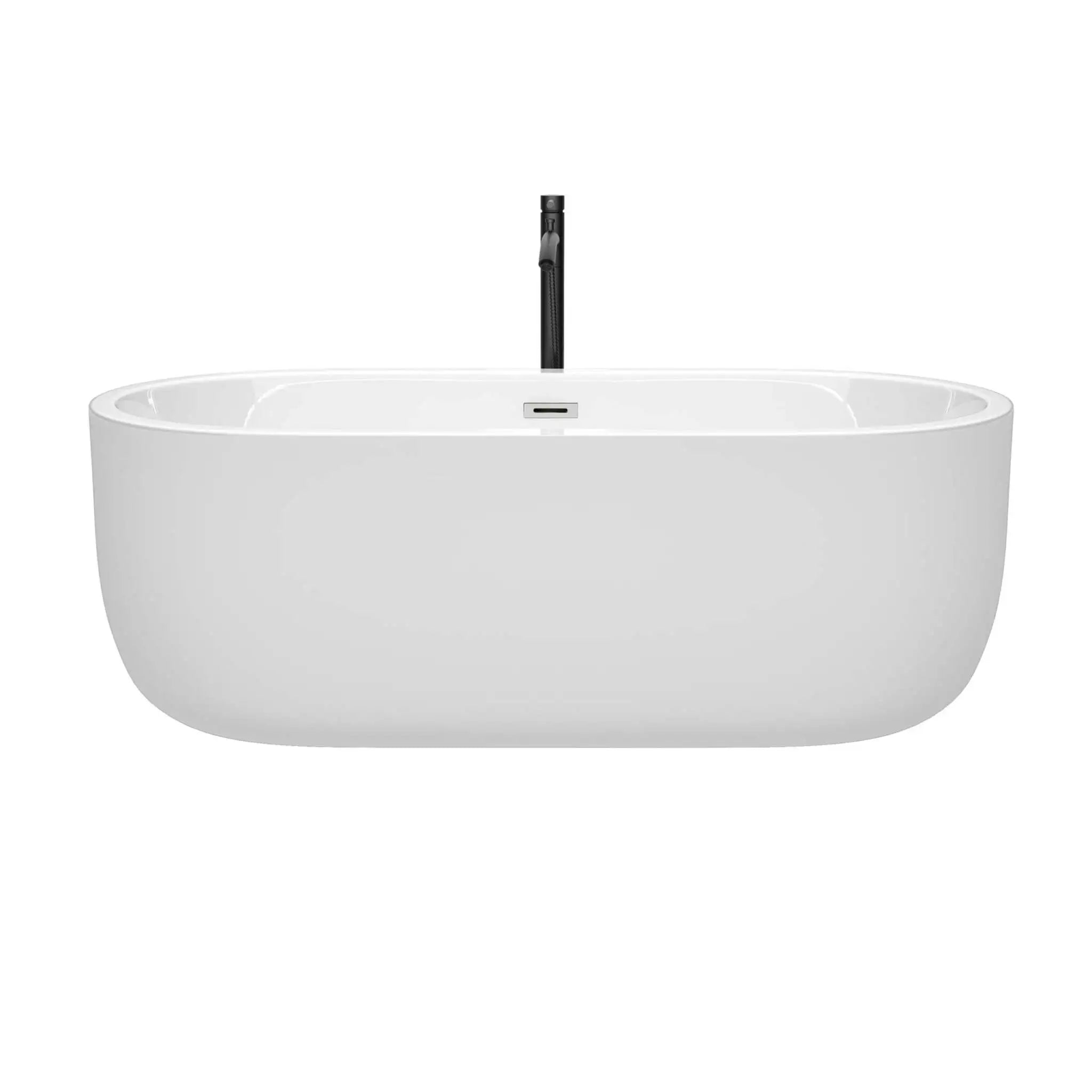67" White Freestanding Bathtub with Polished Chrome Faucet - Juliette by Wyndham (WCOBT101367PCATPBK) image 2