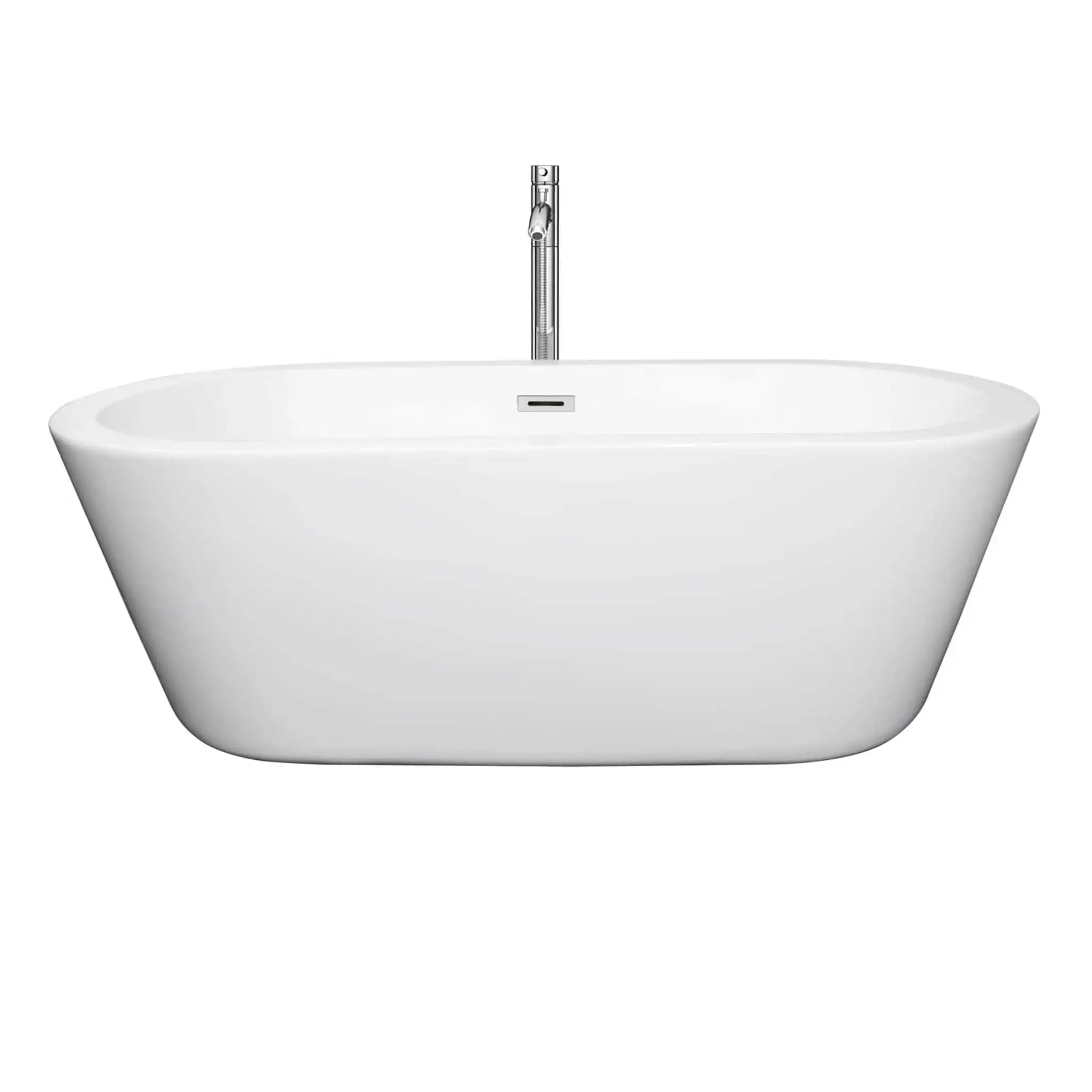 67" White Freestanding Bathtub with Polished Chrome Faucet - Mermaid by Wyndham (WCOBT100367ATP11PC) image 2