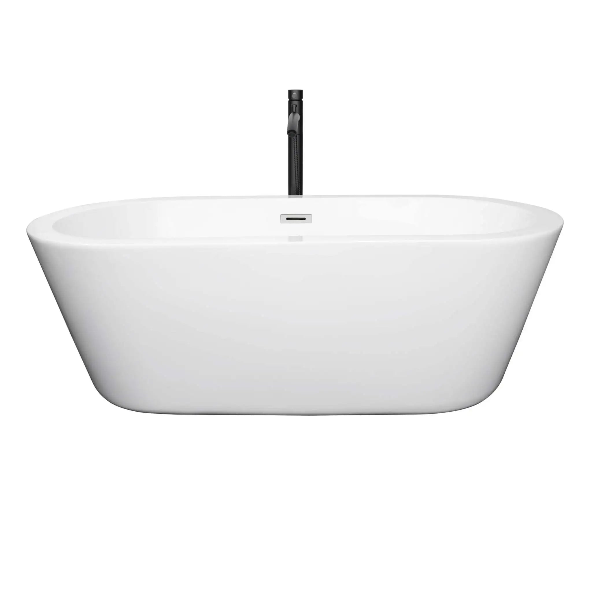 67" White Freestanding Bathtub with Polished Chrome Faucet - Mermaid by Wyndham (WCOBT100367PCATPBK) image 2