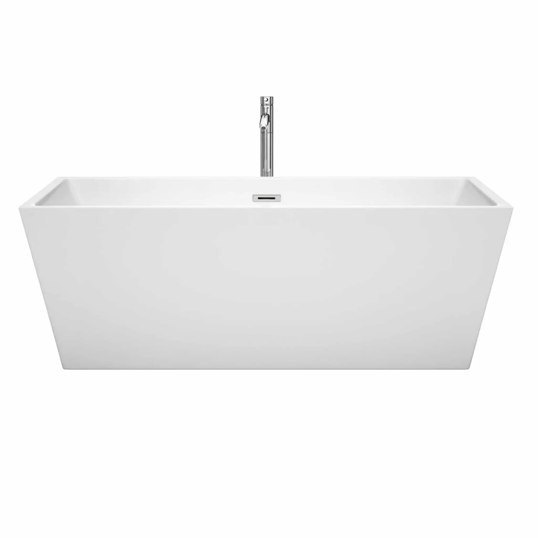 67" White Freestanding Bathtub with Polished Chrome Faucet - Sara by Wyndham (WCBTK151467ATP11PC) image 2