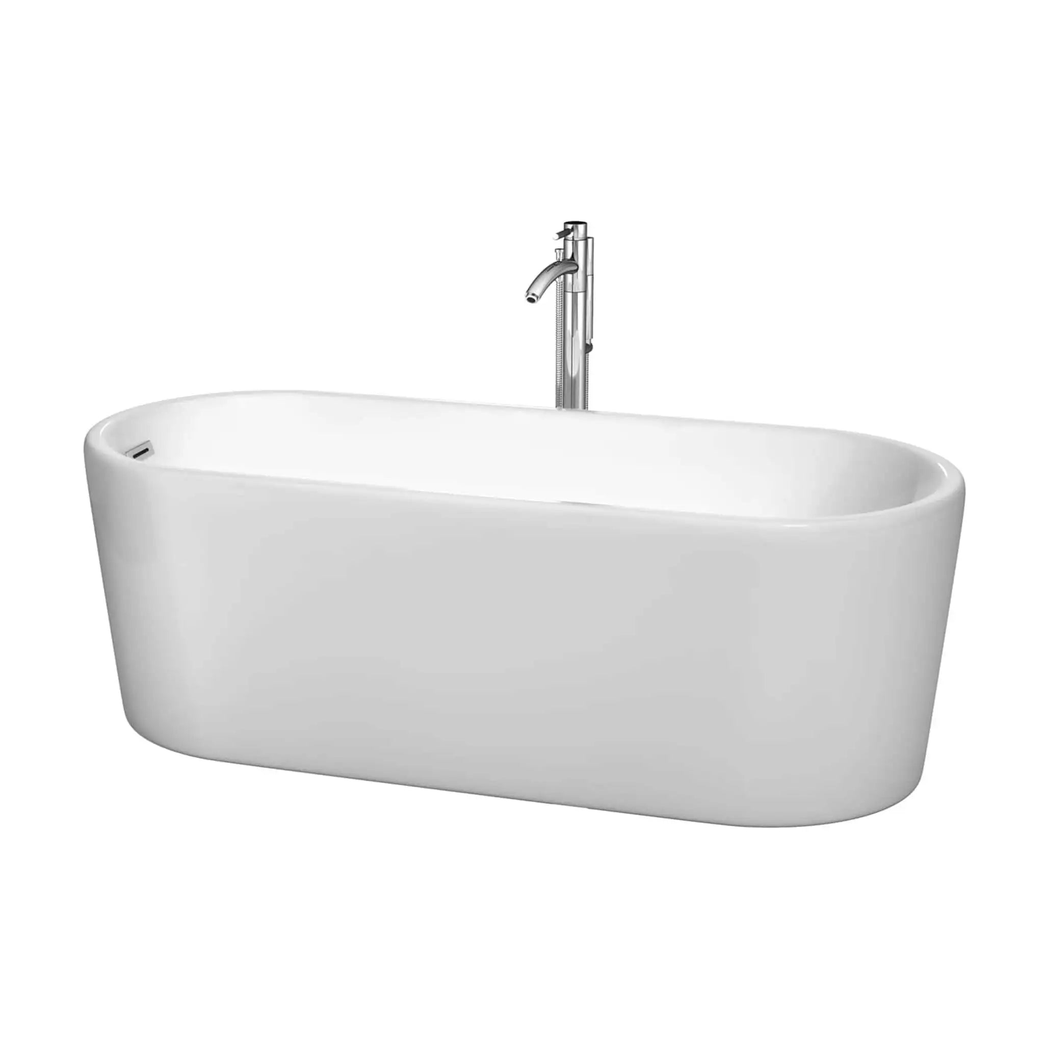 67" White Freestanding Bathtub with Polished Chrome Faucet - Ursula by Wyndham (WCBTK151167ATP11PC) image