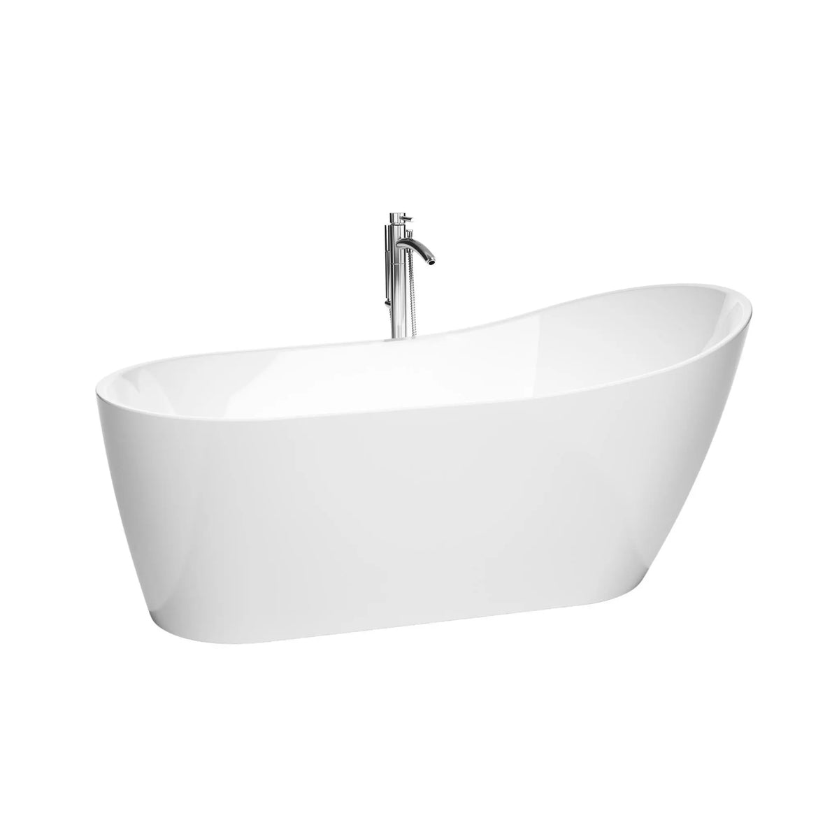 67" White Soaking Bathtub with Polished Chrome Trim, and Polished Chrome Floor Mounted Faucet - Davia by Wyndham (WCBTS200267ATP11PC) 2