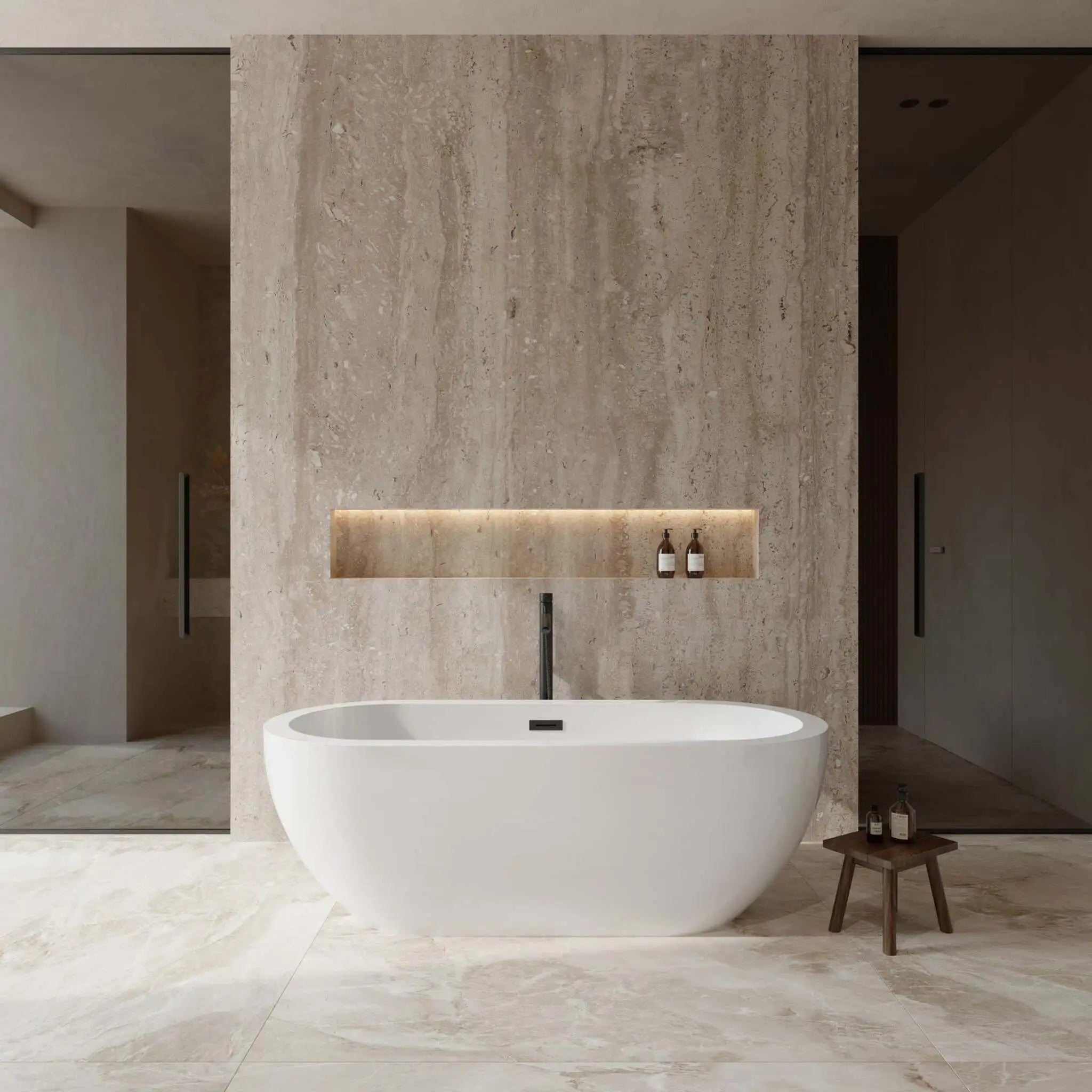 68" White Freestanding Bathtub with Matte Black Faucet - Soho by Wyndham (WCOBT100268MBATPBK) image 1